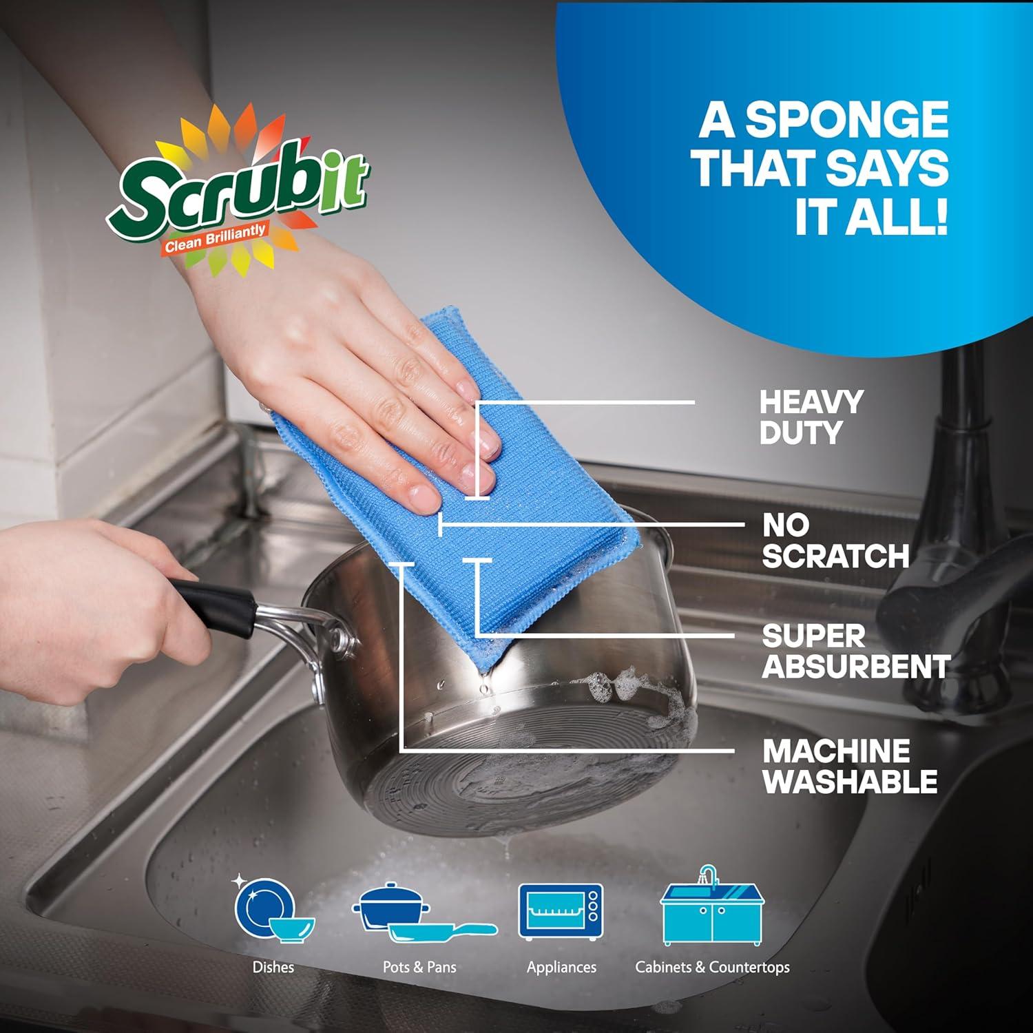 Esponjas Reutilizables SCRUBIT para Platos - 12 Unidades Microfibra