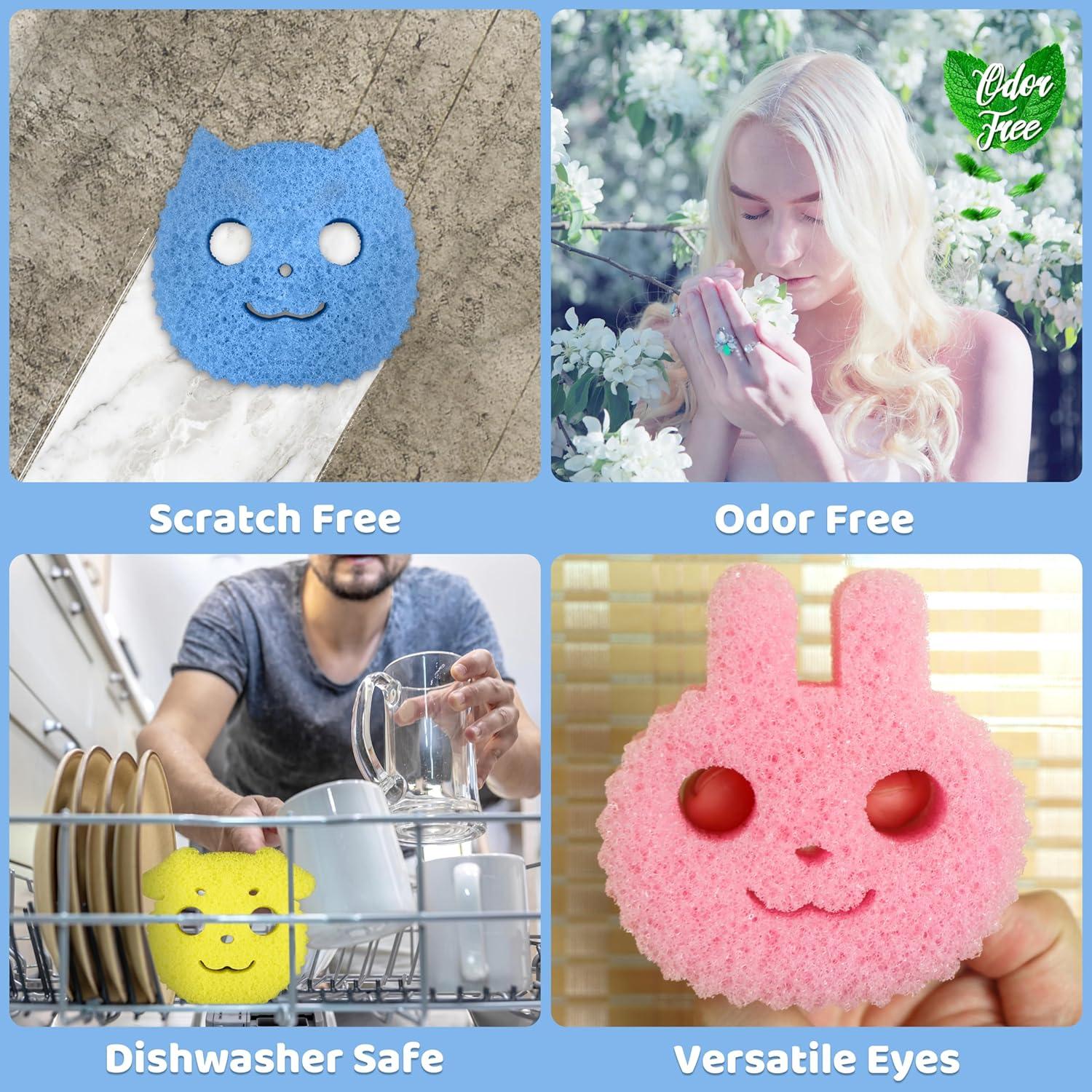 Juego de Esponjas de Limpieza Familia Scrub 3 Patrones Animales