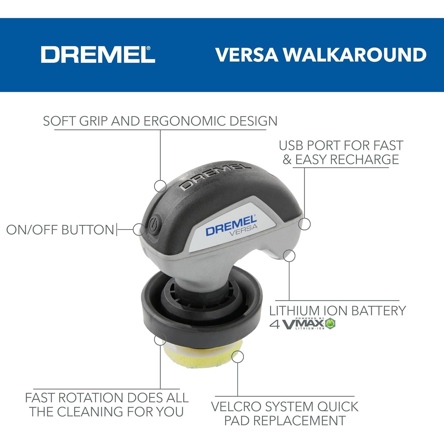 Limpiador Eléctrico Dremel Versa con 5 Almohadillas Scrub Daddy
