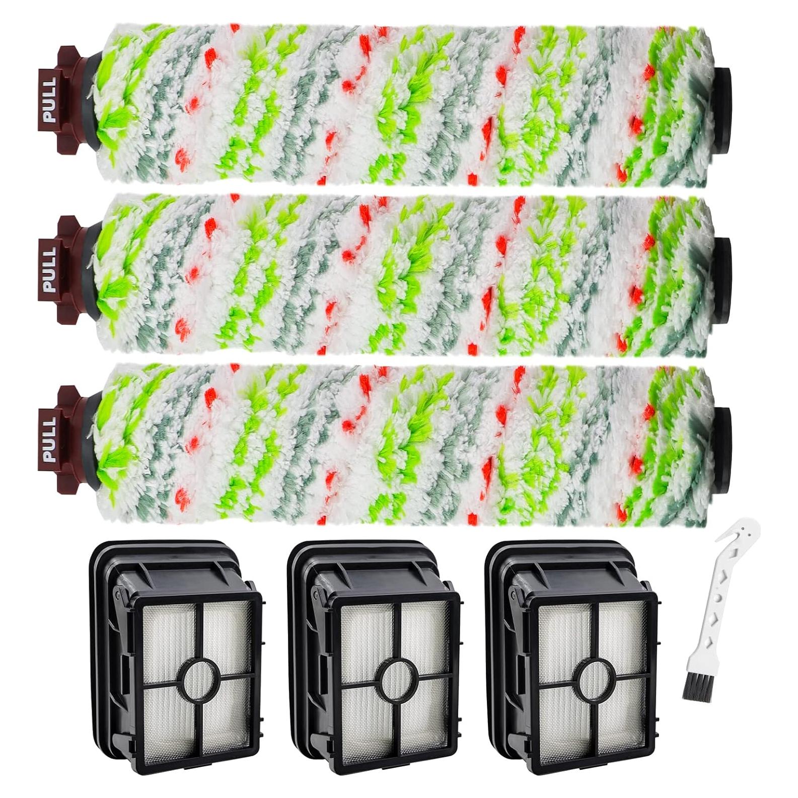 Crosswave Brush Roll Replacement and 1866 Replacement Filters for Bissel CrossWave 2306A CrossWave 1785 Series Vacuum (3 Pack 2460 Multi-Surface Brush Rolls & 3 Pack 1866 Vacuum Filters)