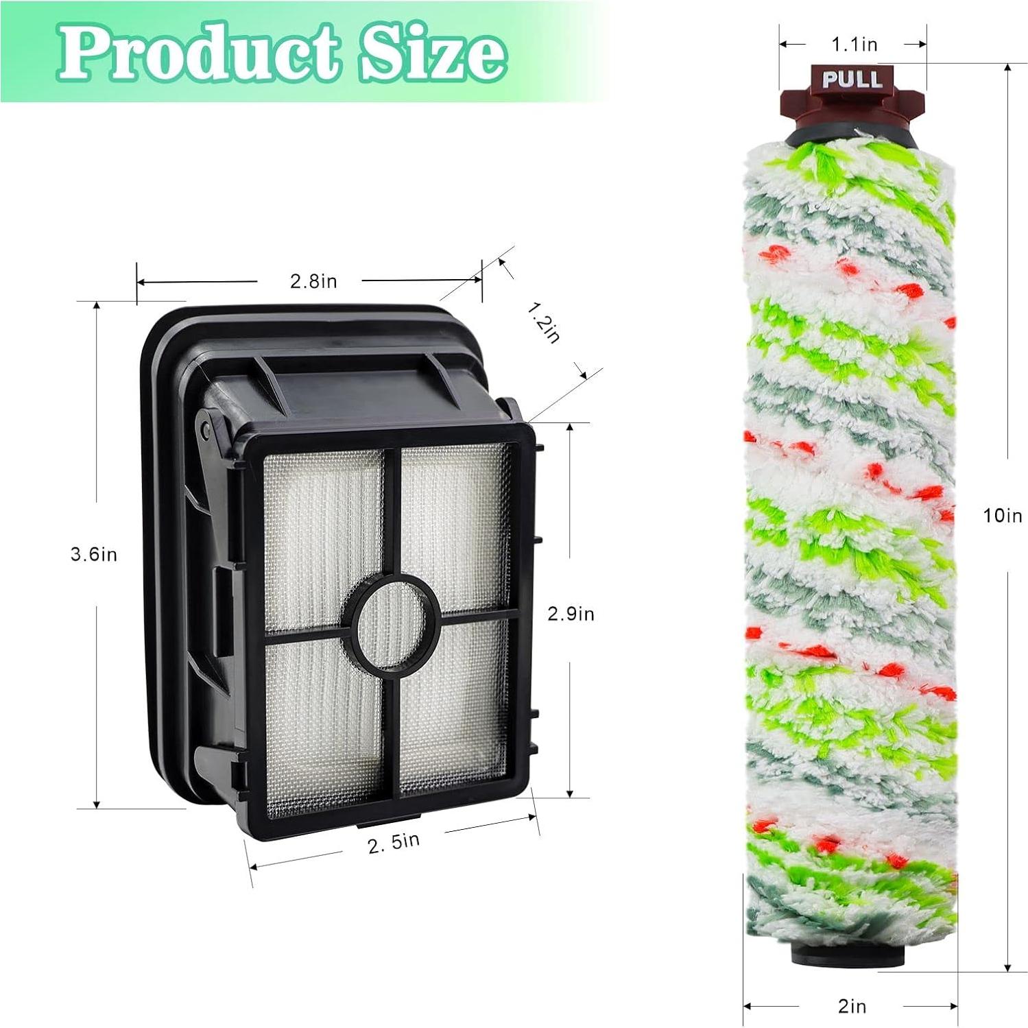 Crosswave Brush Roll Replacement and 1866 Replacement Filters for Bissel CrossWave 2306A CrossWave 1785 Series Vacuum (3 Pack 2460 Multi-Surface Brush Rolls & 3 Pack 1866 Vacuum Filters)