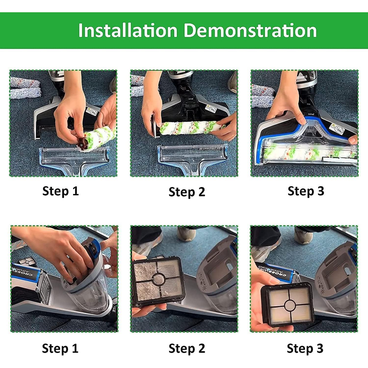 Piezas de Repuesto Bissell CrossWave Pet Pro 2 Rodillos + 2 Filtros