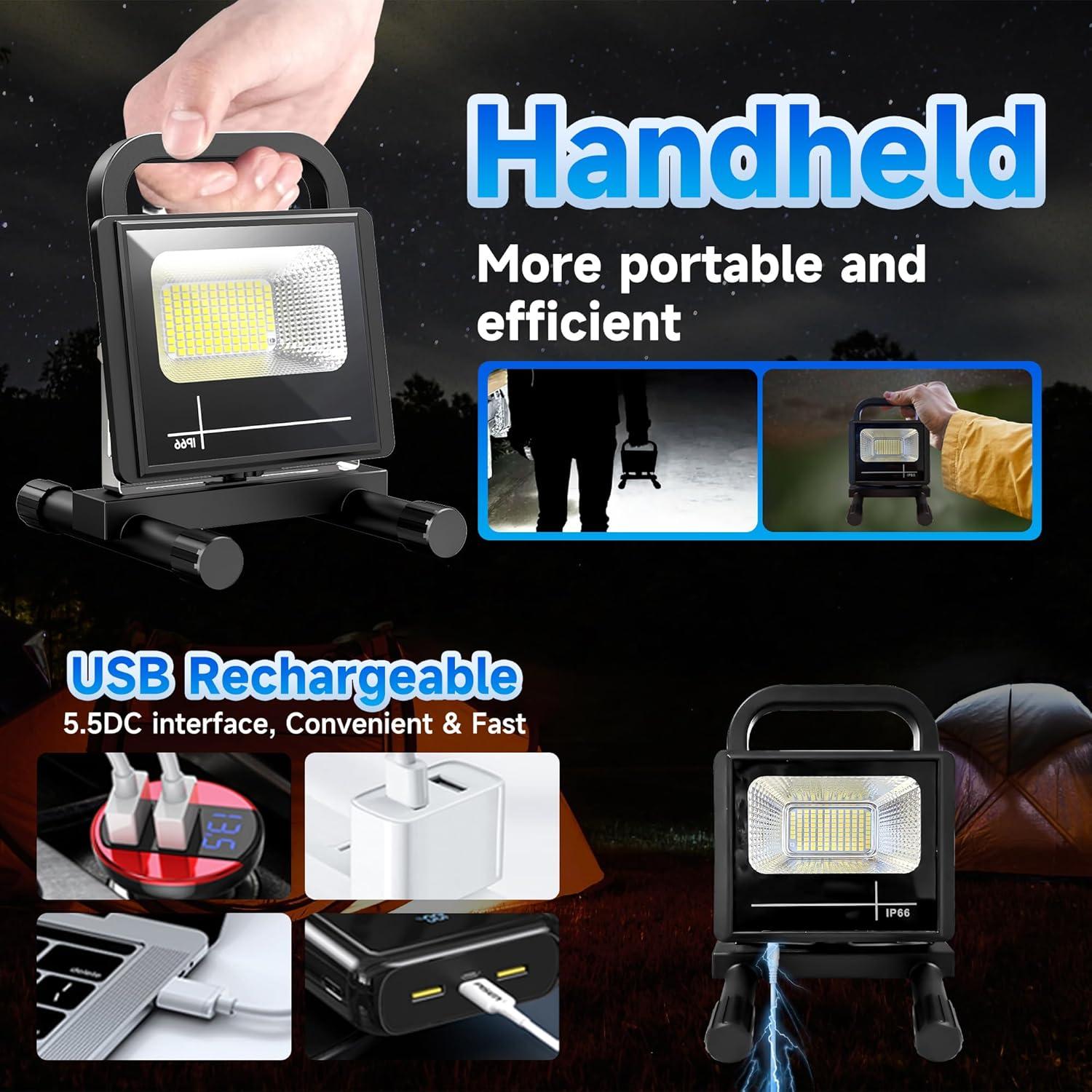 Luz de trabajo LED TOPRATED recargable 1600 lúmenes IP66