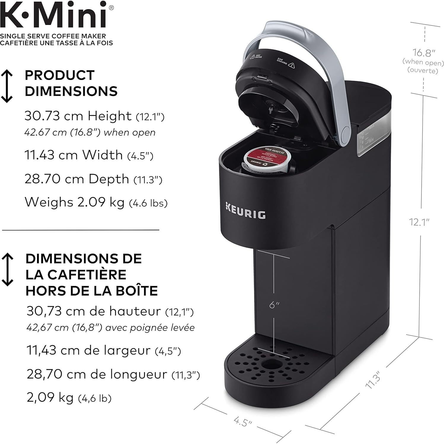 Cafetera K-Mini Keurig Negra Mate 1 Porción Manual