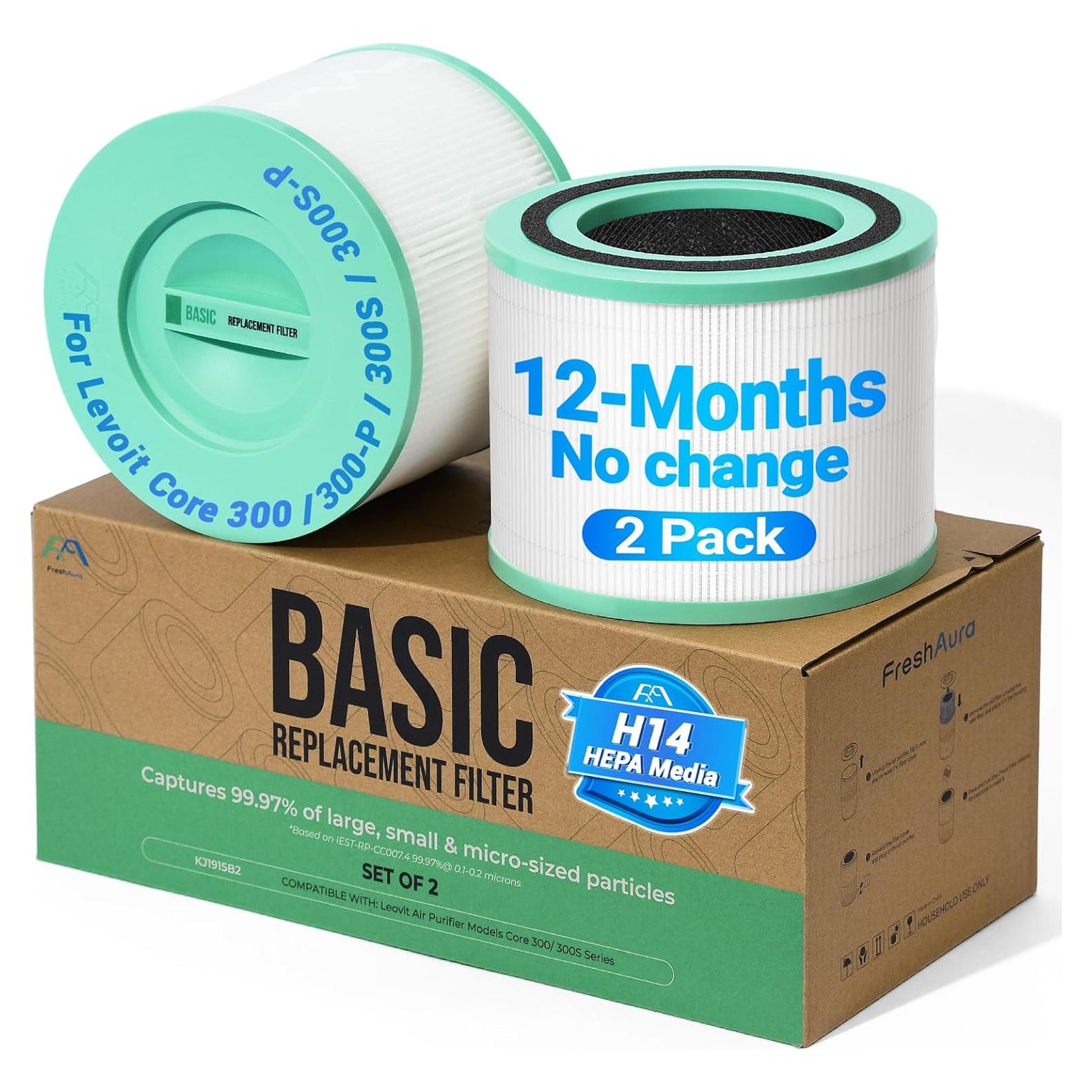 Filtro de Reemplazo Freshaura 2 Paquetes para Purificador Levoit Core 300