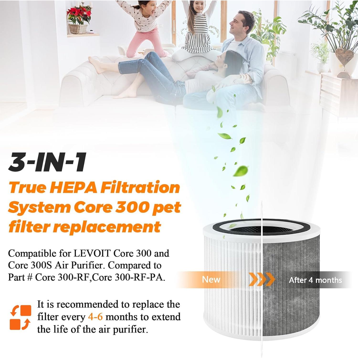 Paquete de 2 Filtros HEPA H13 Blutoget para Purificador LEVOIT Core 300