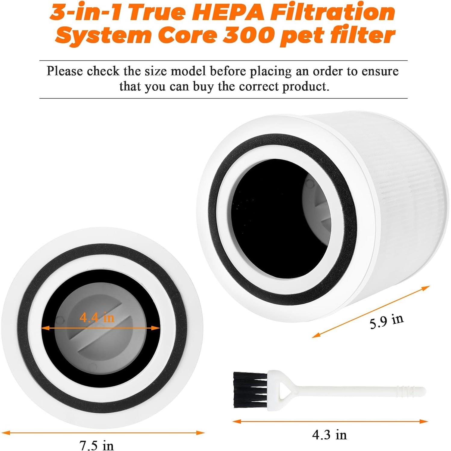 Paquete de 2 Filtros HEPA H13 Blutoget para Purificador LEVOIT Core 300
