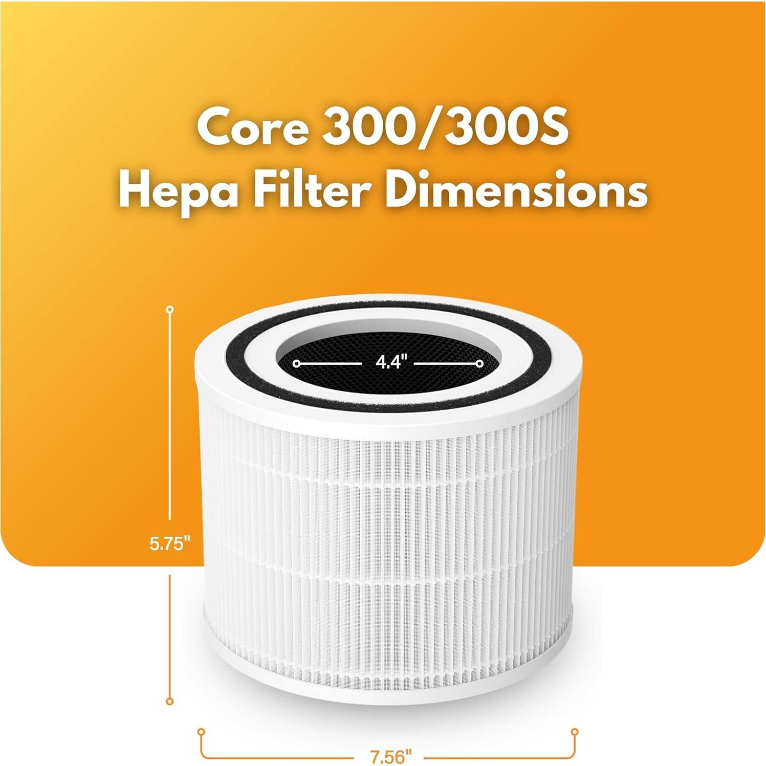 Filtro de Reemplazo 3-en-1 Filter-Monster para Levoit Core 300 - Paquete de 2