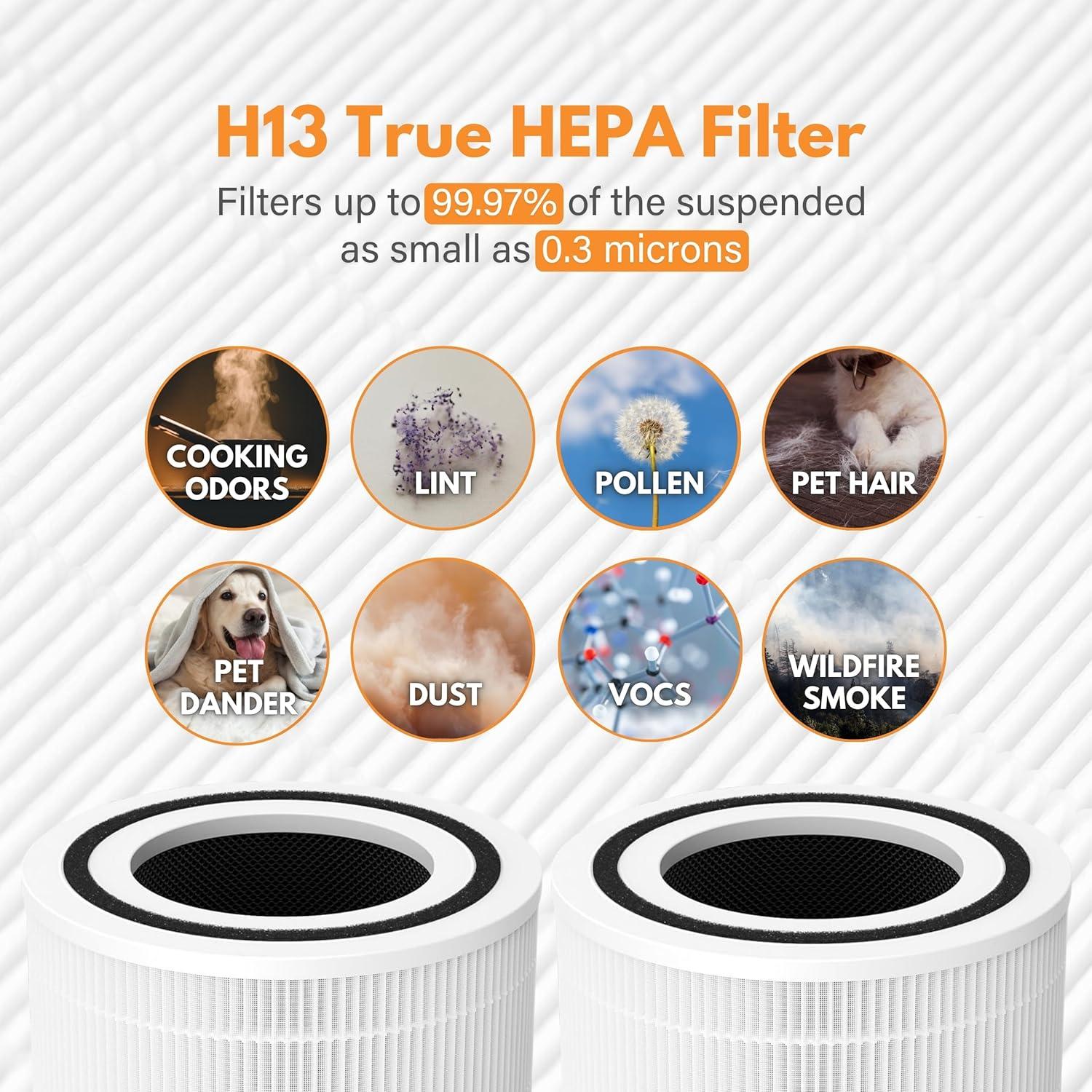 Filtro de Reemplazo 3-en-1 Filter-Monster para Levoit Core 300 - Paquete de 2