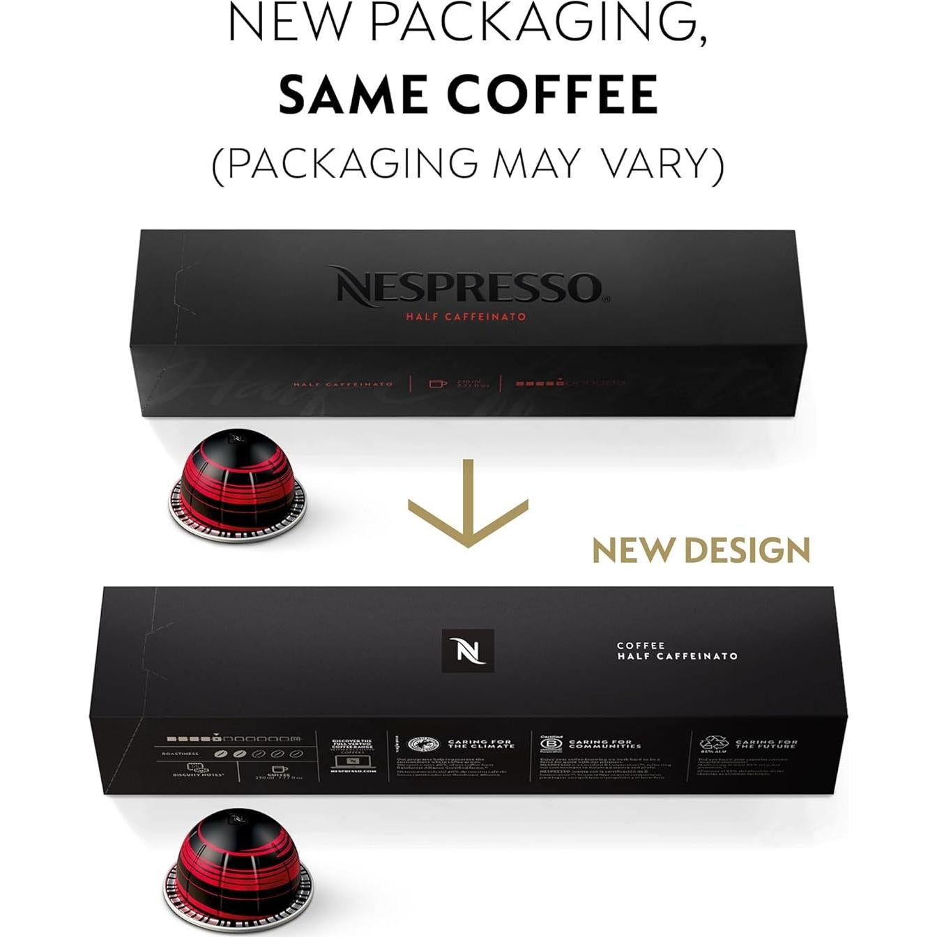 Cápsulas Nespresso Vertuo Half Caffeinato 30 Unidades 230ml