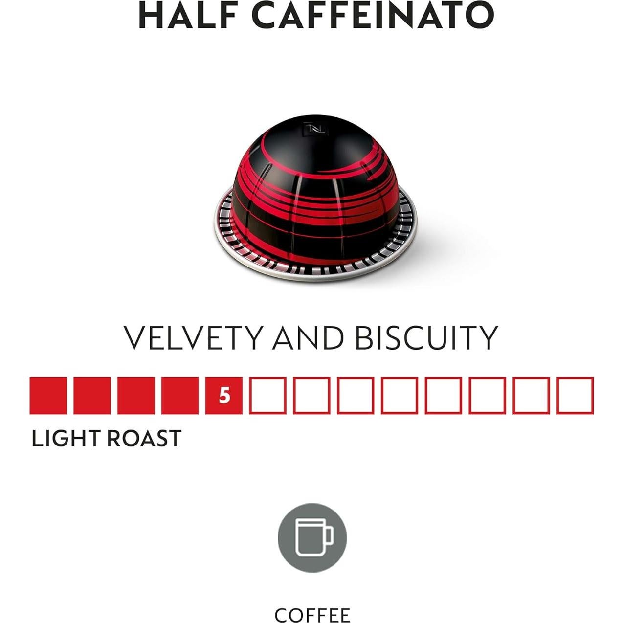Cápsulas Nespresso Vertuo Half Caffeinato 30 Unidades 230ml