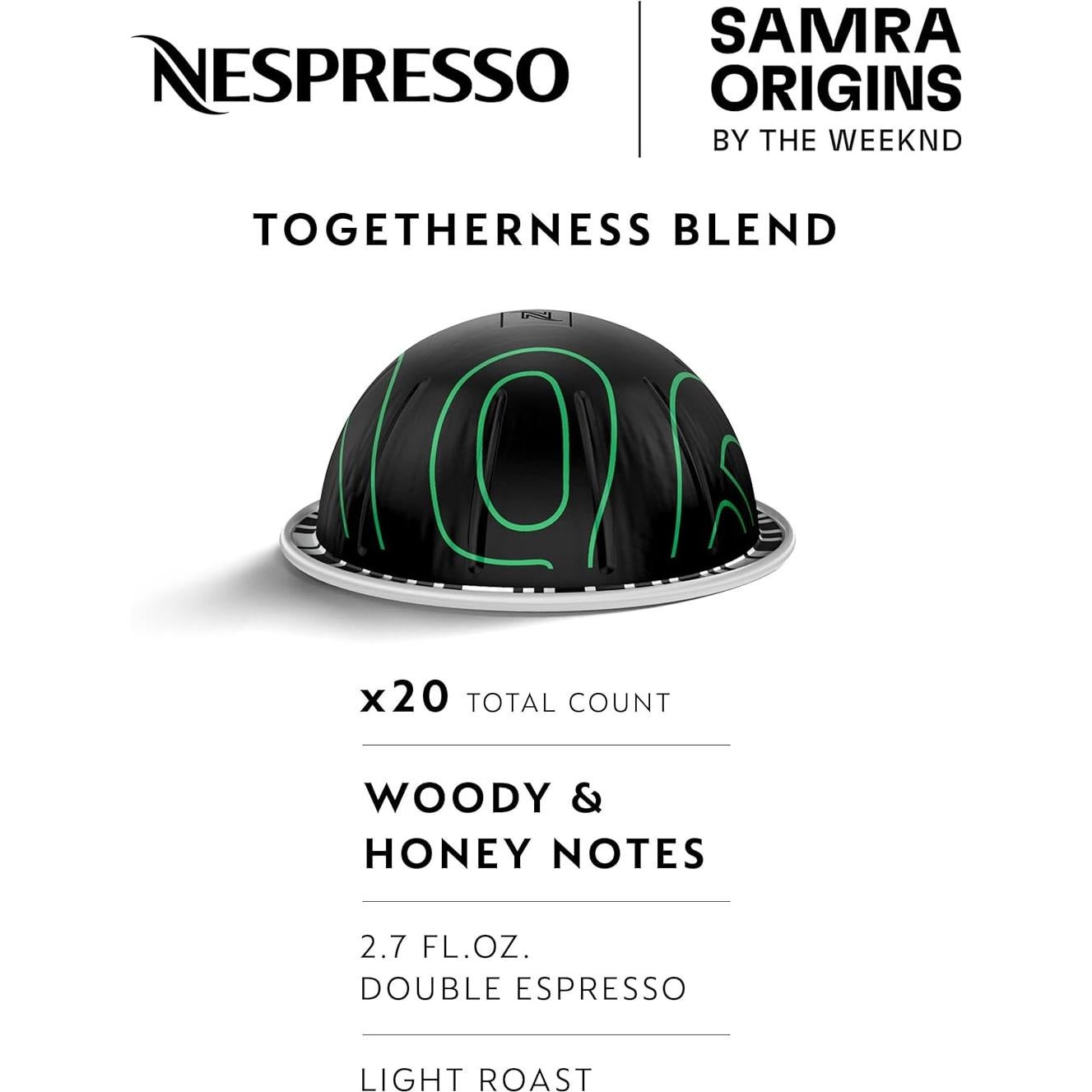 Cápsulas de Café Doble Espresso Nespresso Samra Orígenes 20 Unidades