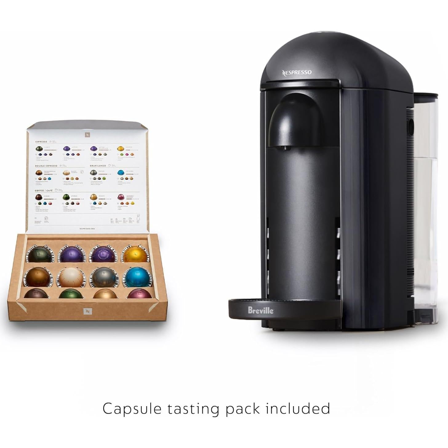 Cafetera Nespresso Vertuo Plus Breville Negro 4 Tamaños