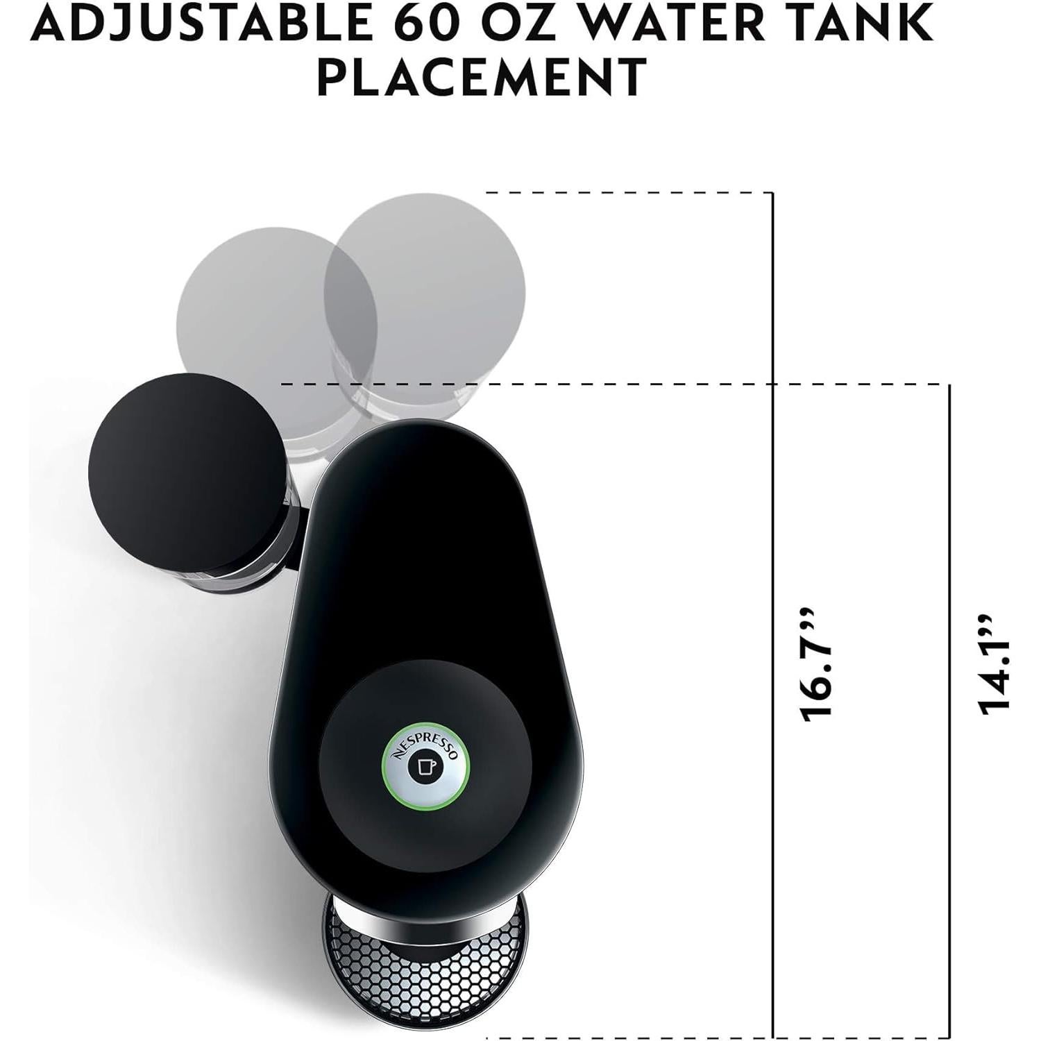 Cafetera Nespresso Vertuo Plus Deluxe De'Longhi Negro con Espumador y 40 Cápsulas Starbucks