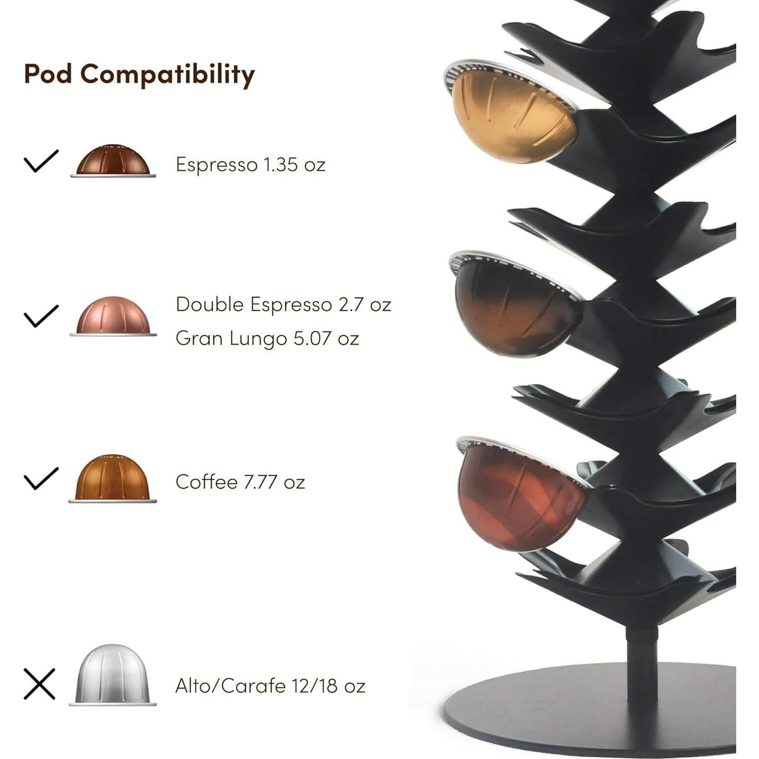 Carrusel de Cápsulas de Café Nespresso Vertuo 40 Cáp. Metal Negro