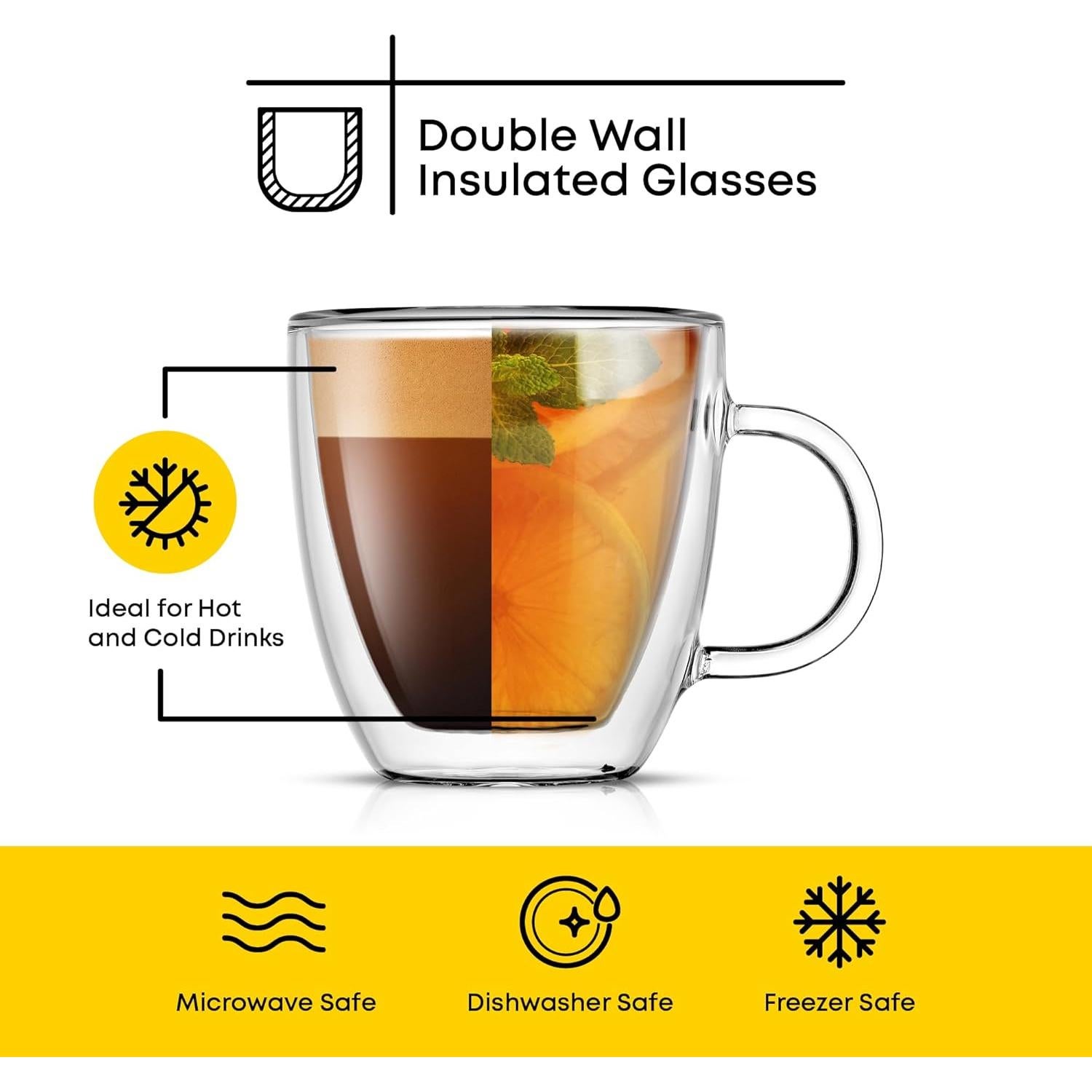 Juego de 2 Vasos de Vidrio Aislados JoyJolt 160 ml Espresso