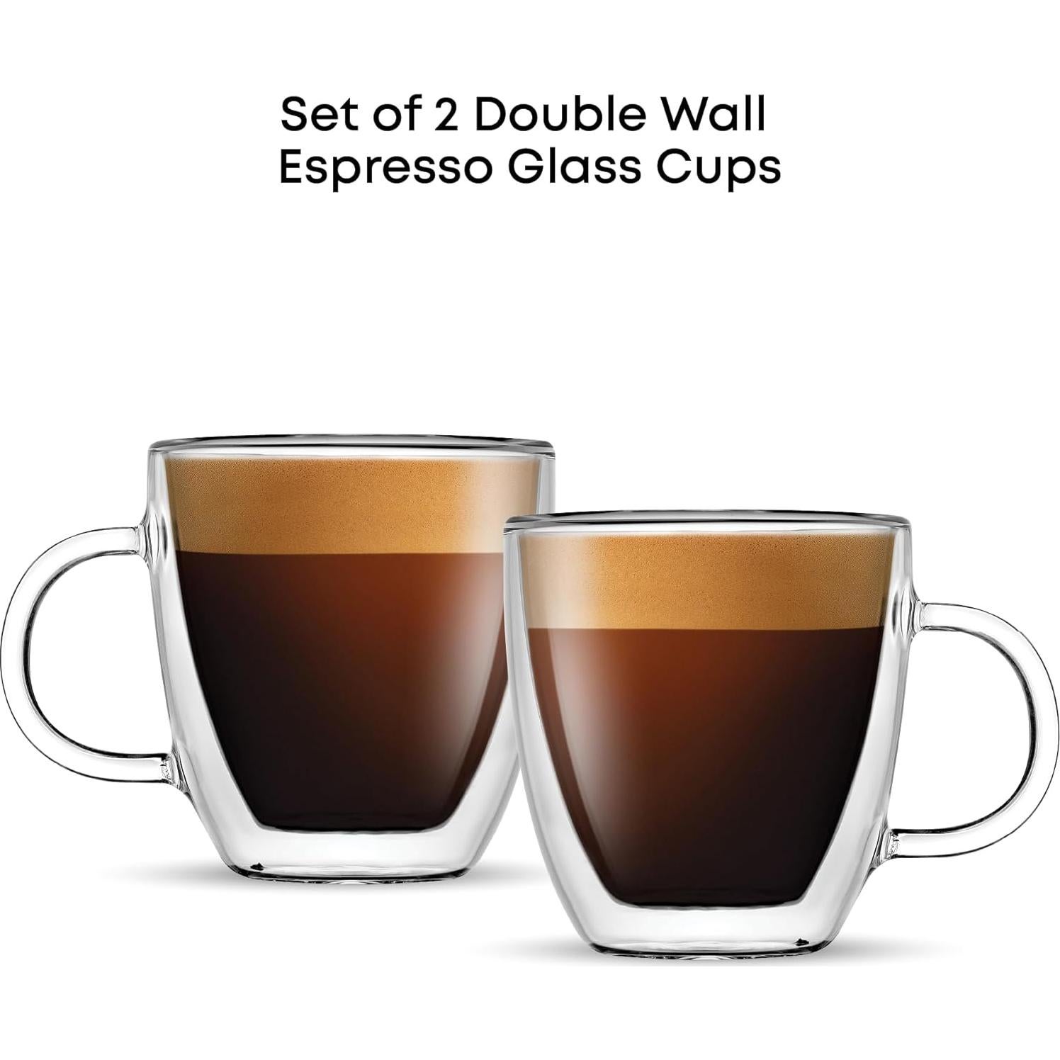 Juego de 2 Vasos de Vidrio Aislados JoyJolt 160 ml Espresso
