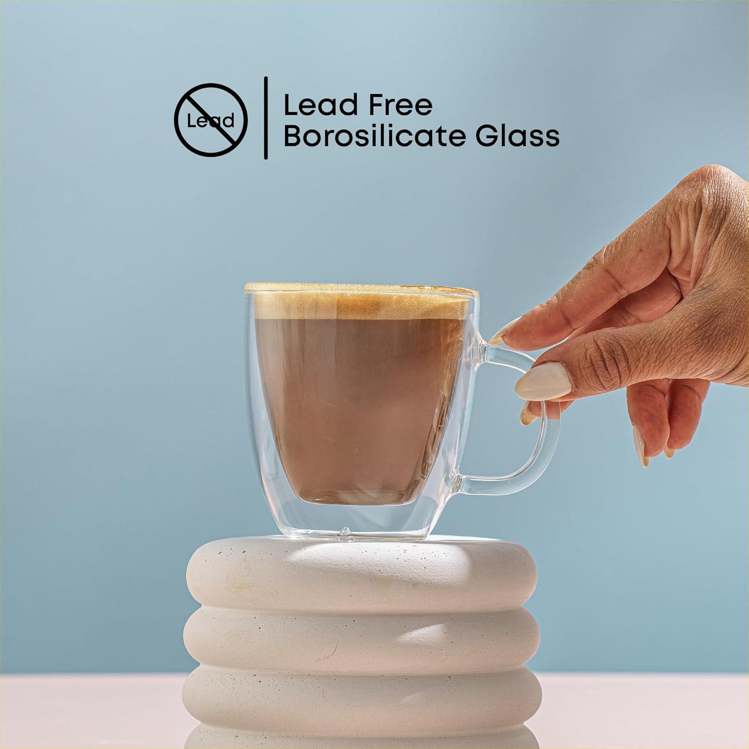 Juego de 2 Vasos de Vidrio Aislados JoyJolt 160 ml Espresso