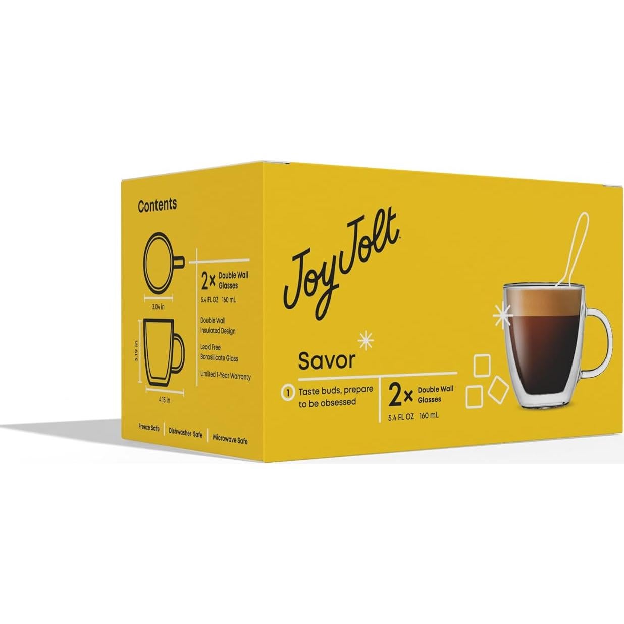 Juego de 2 Vasos de Vidrio Aislados JoyJolt 160 ml Espresso