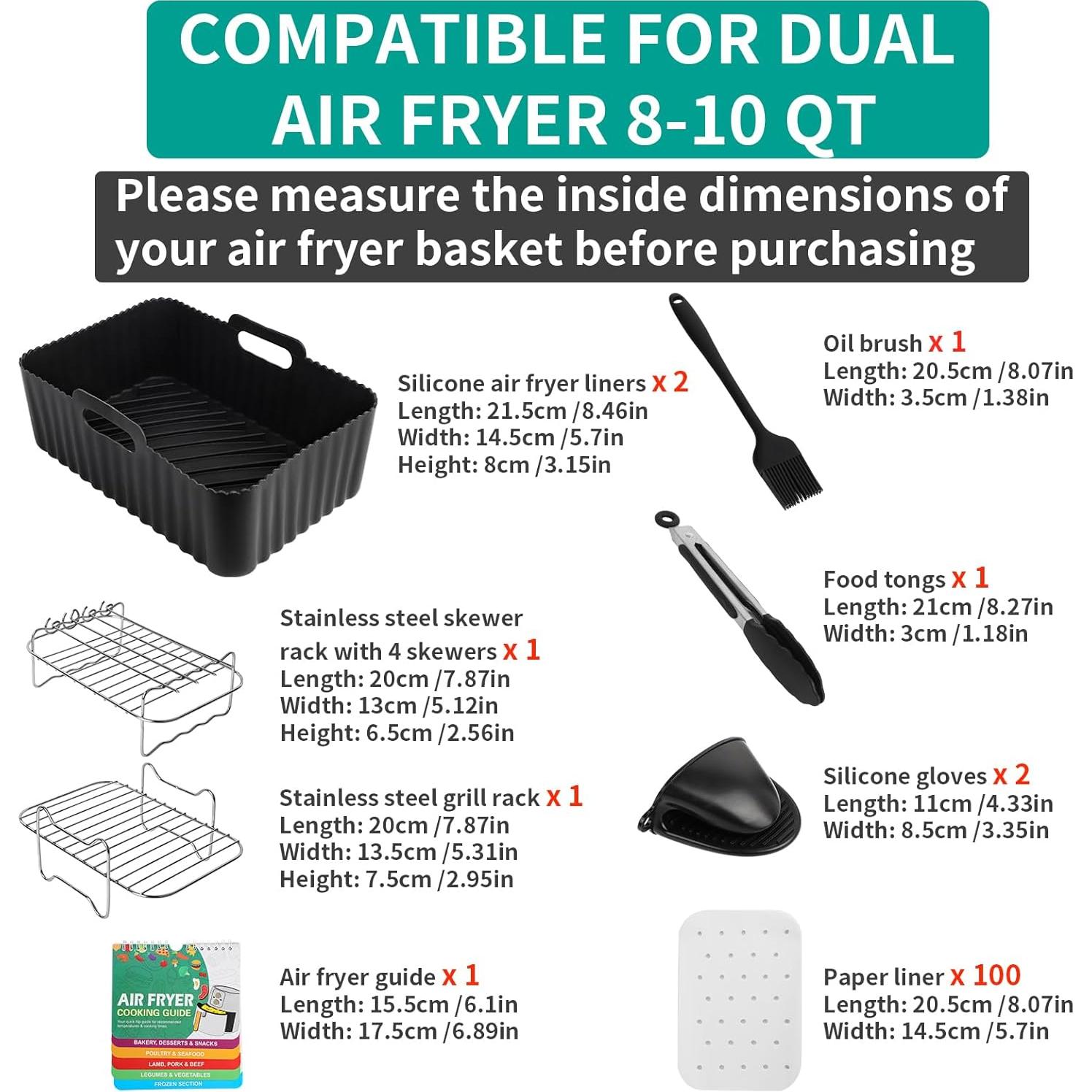 Accesorios para Freidora de Aire HOMELYLIFE 10 Piezas 8-10QT