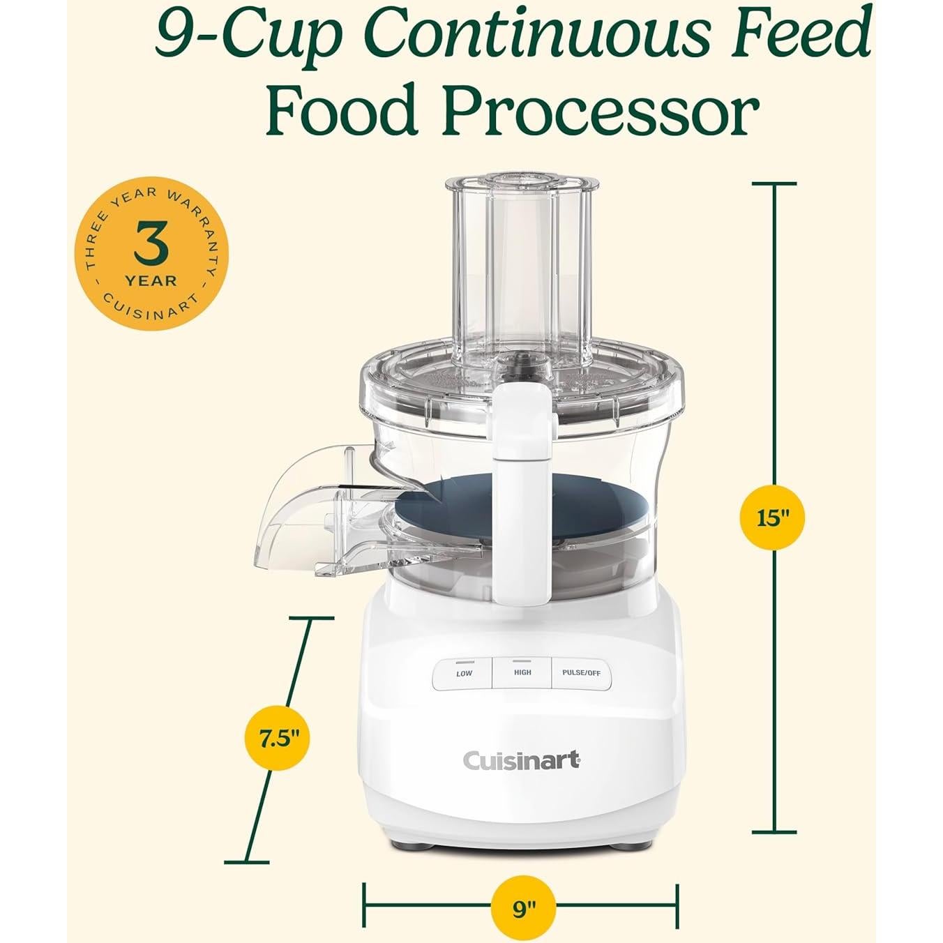 Procesador de Alimentos Cuisinart 9 Tazas Blanco con Accesorios