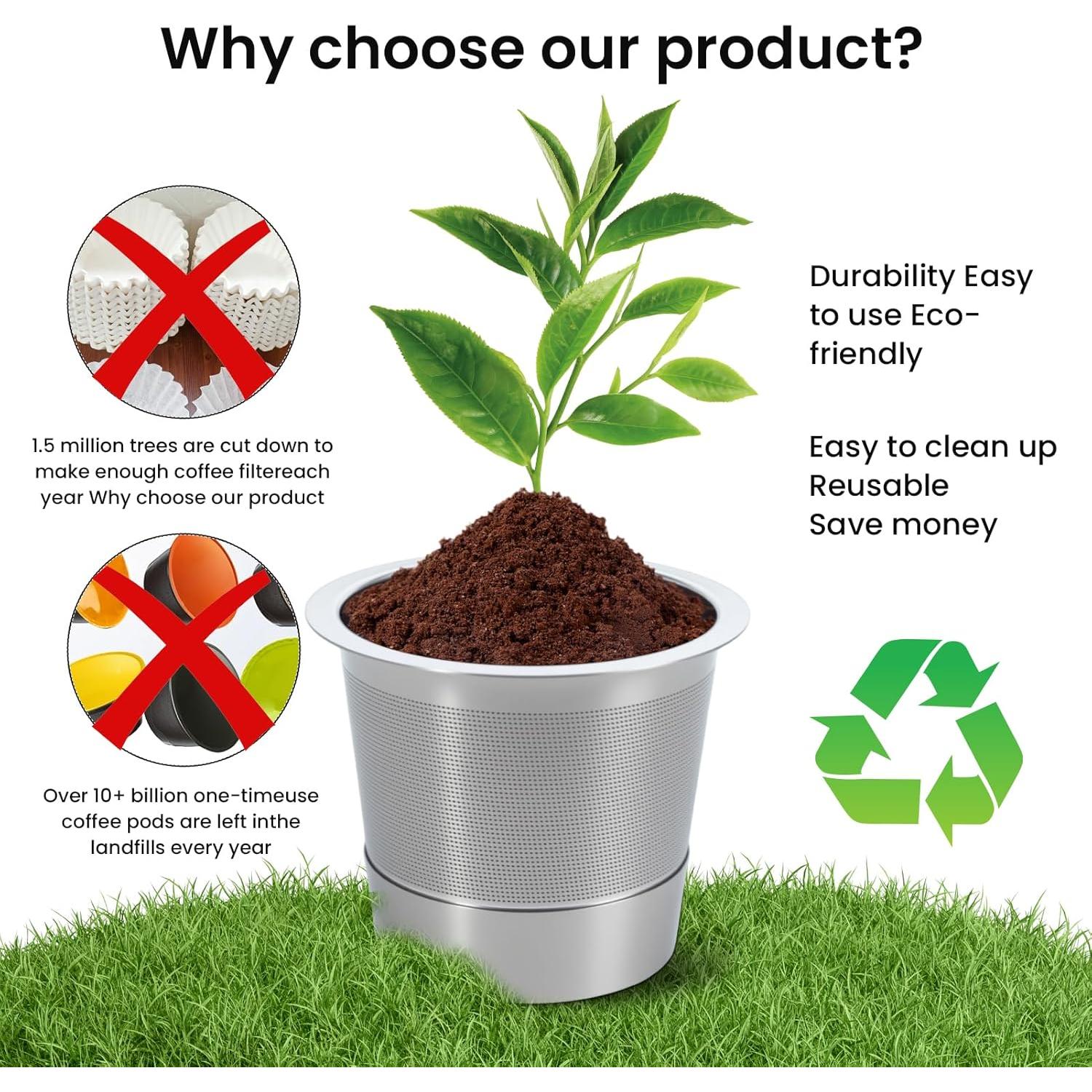 Cápsulas de Café Reutilizables Acero Inoxidable Roogaluckeep - 2 Unidades