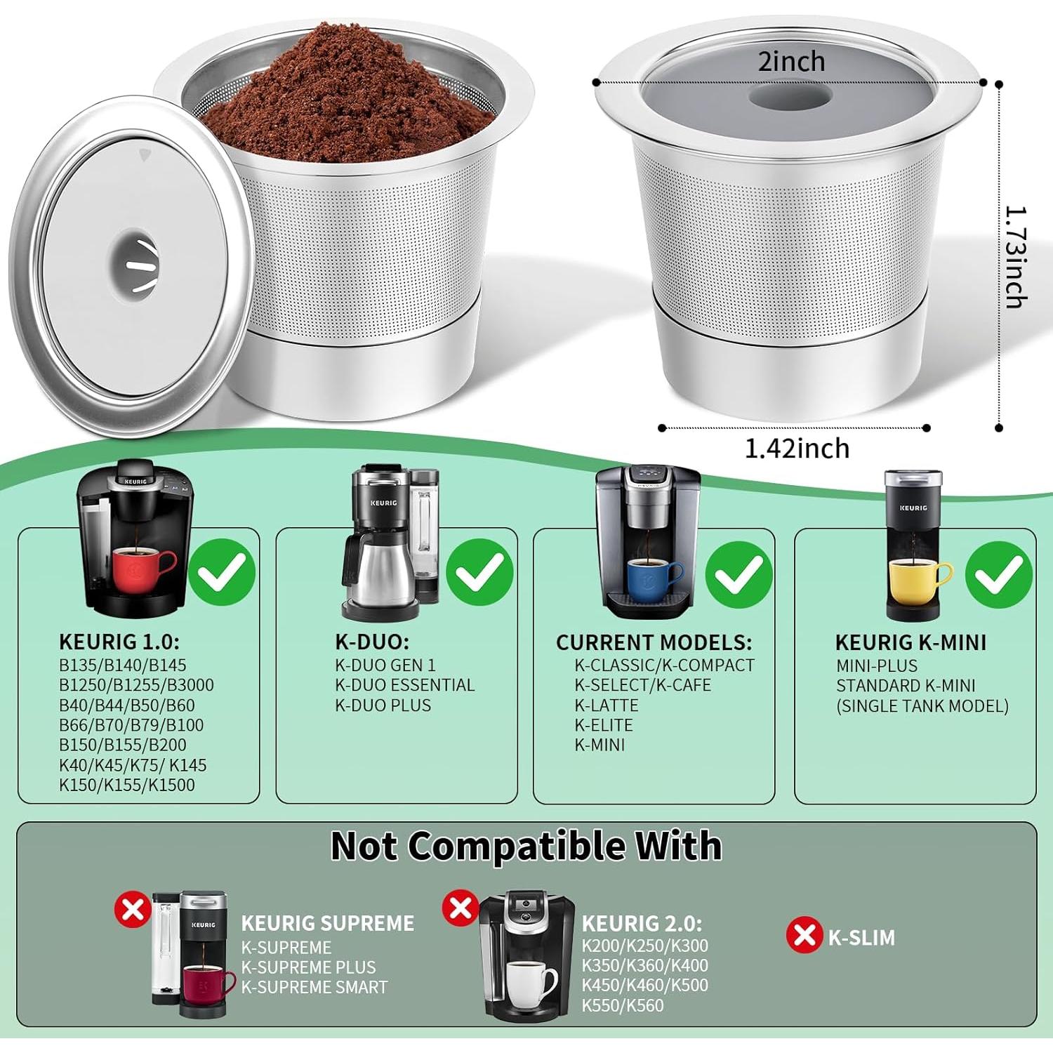 Paquete de 2 K Cups Reutilizables Acero Inoxidable Discount Parts