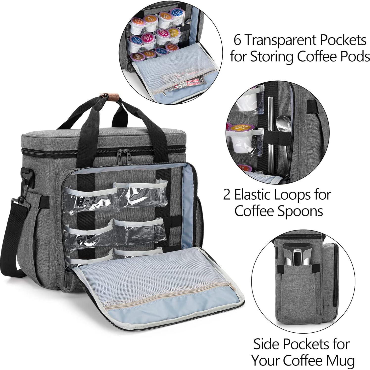 Bolsa de Transporte CURMIO para Cafetera Keurig K-Mini Gris