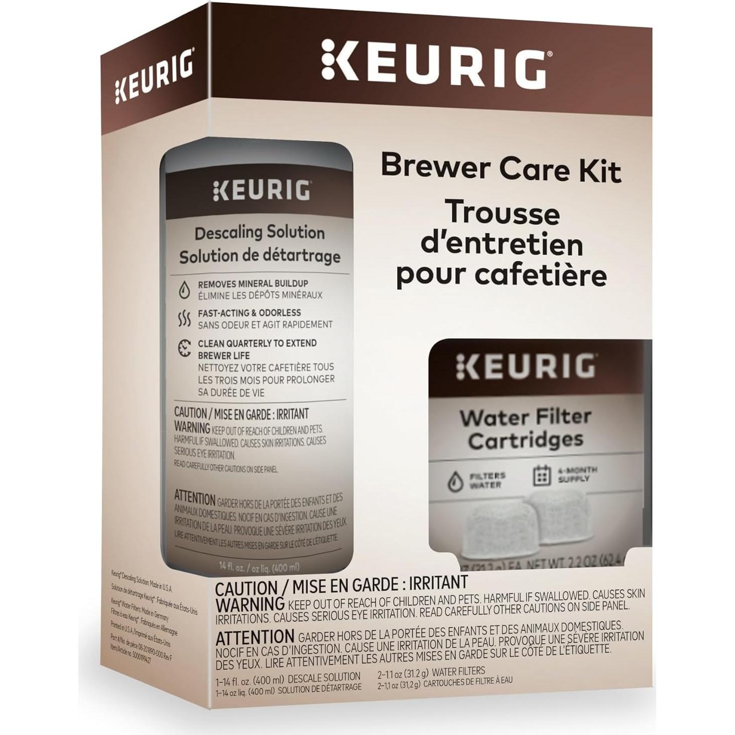 Kit de Cuidado Keurig: Solución Desincrustante y Filtros de Agua
