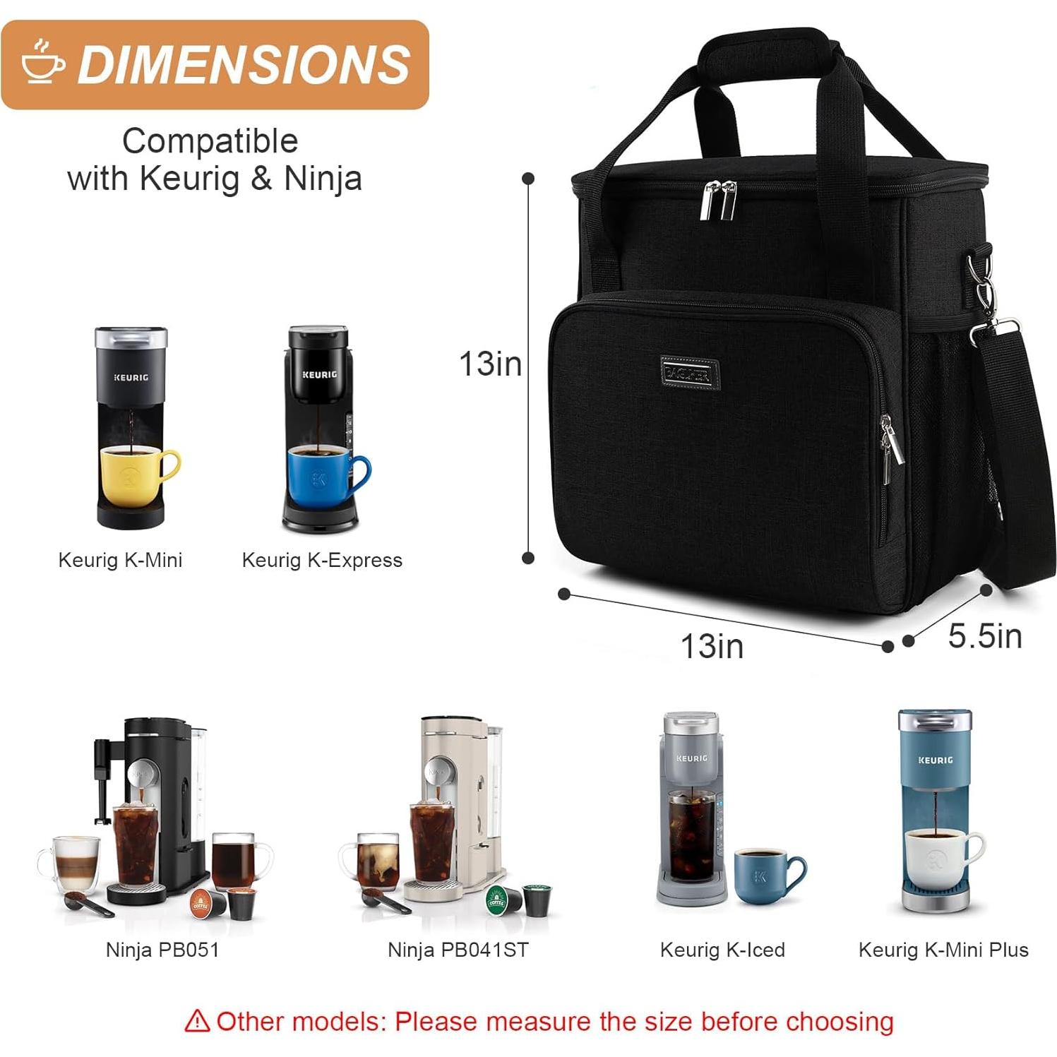 Bolsa de Viaje para Cafetera BAGLHER Negra Compatible con Keurig