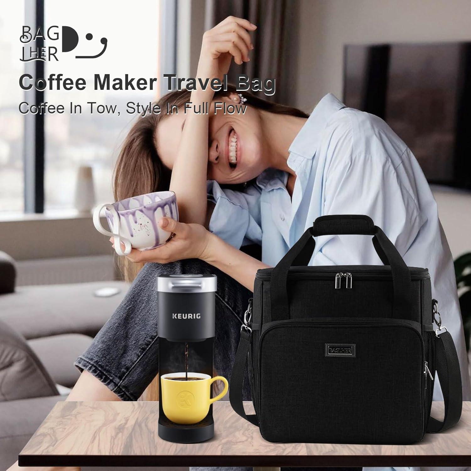 Bolsa de Viaje para Cafetera BAGLHER Negra Compatible con Keurig