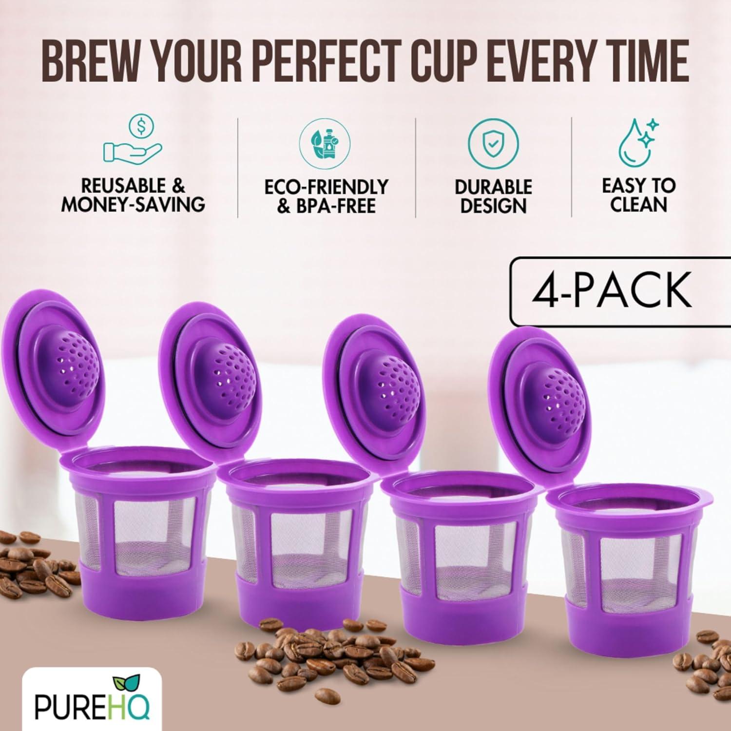 K Cups Reutilizables PureHQ para Cafetera Keurig - Paquete de 4