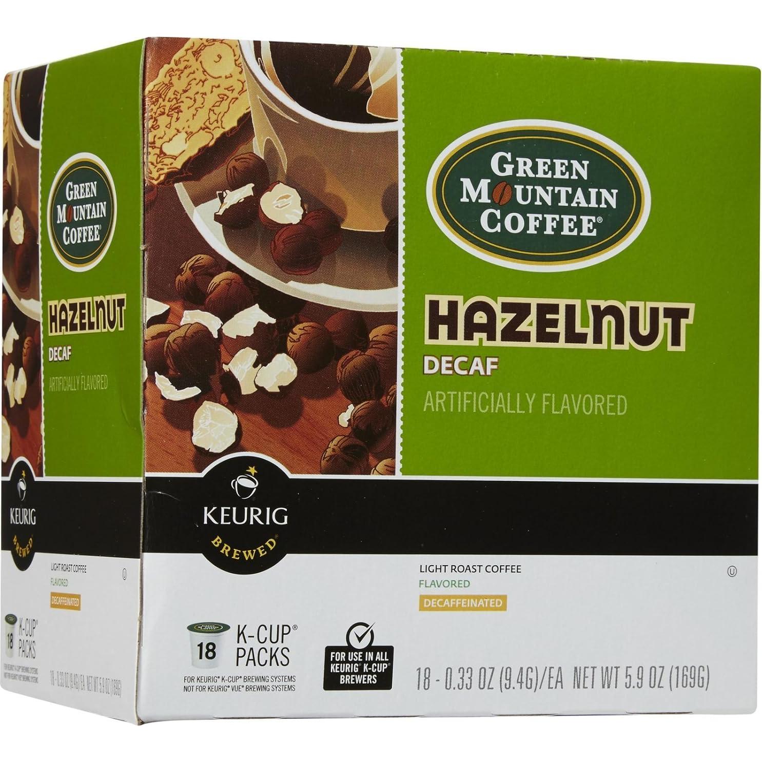 Café Green Mountain Avellana Descafeinado K-Cups 18 Unidades