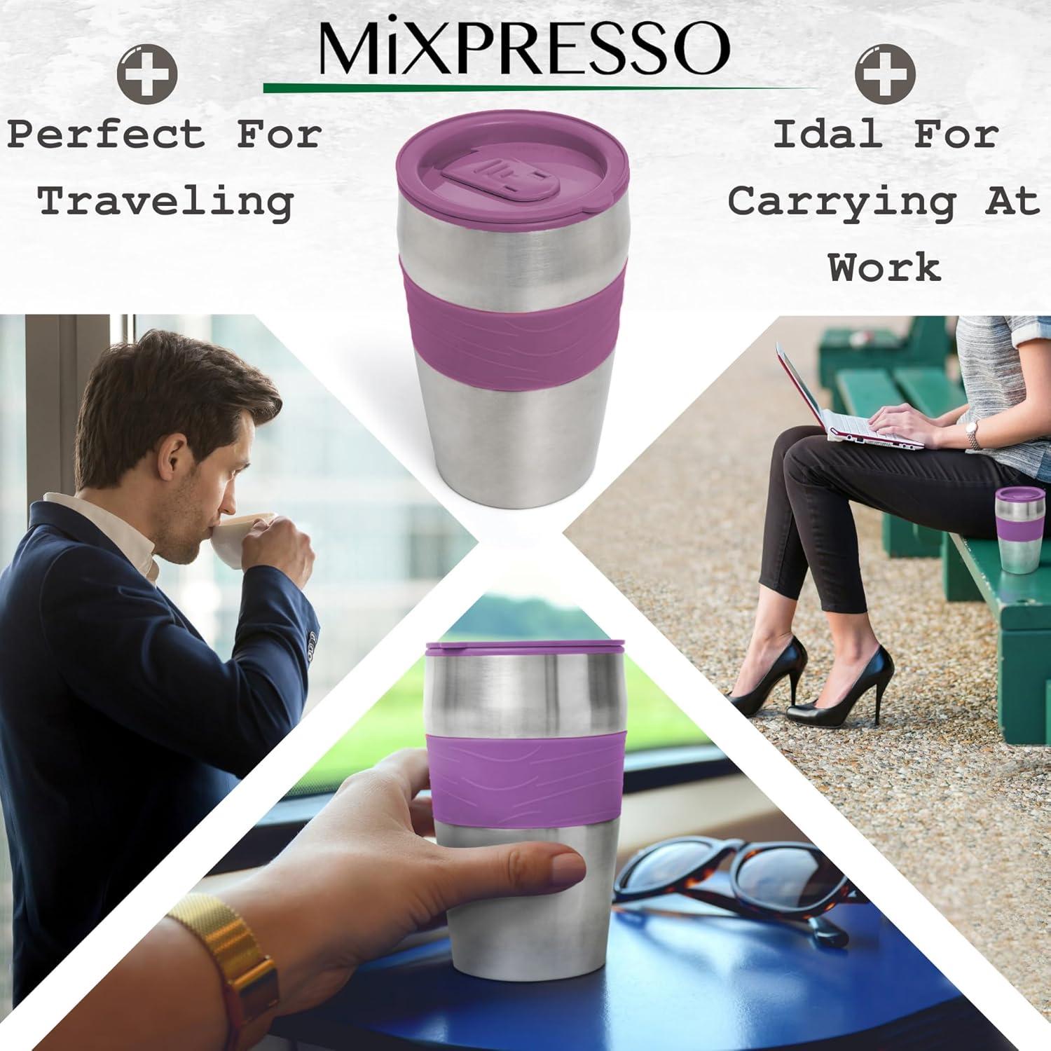 Cafetera Personal Mixpresso Morado 1 Taza 700W con Taza de Viaje