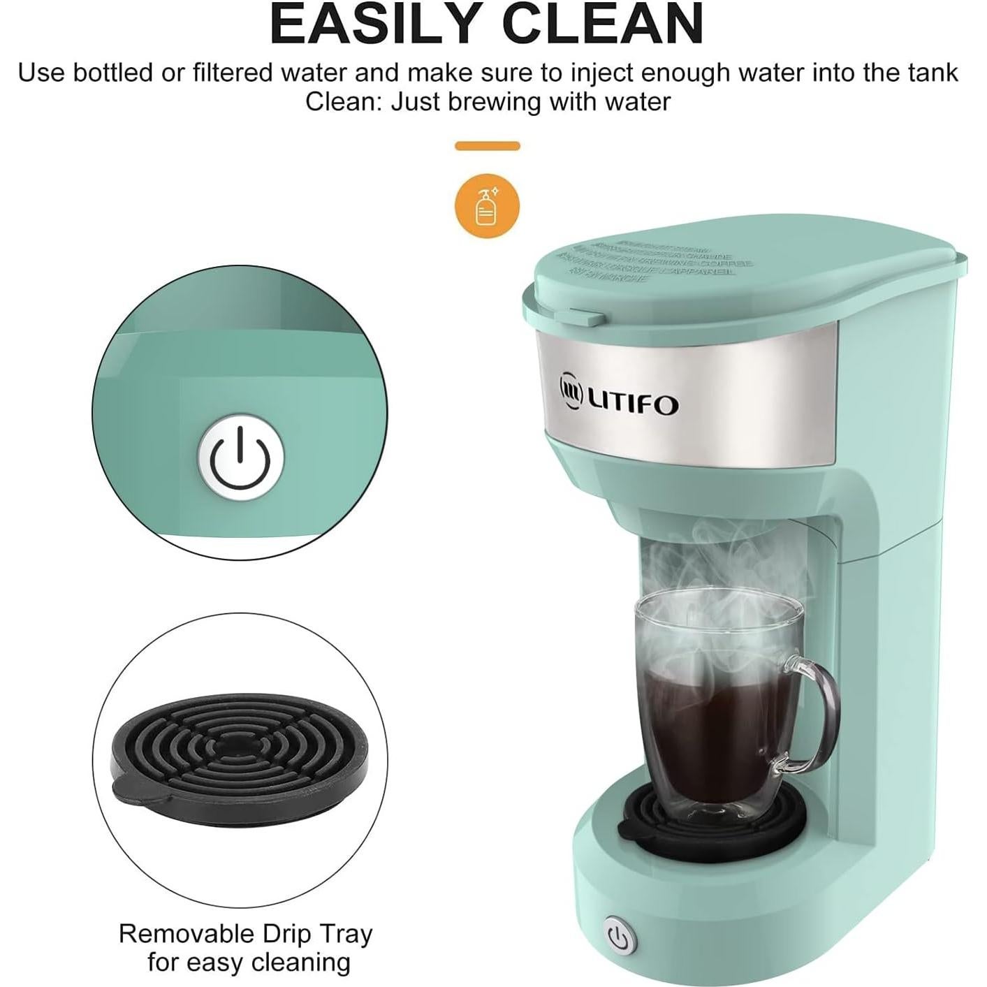 Cafetera LITIFO 2 en 1 para Café Molido y Cápsulas K Verde