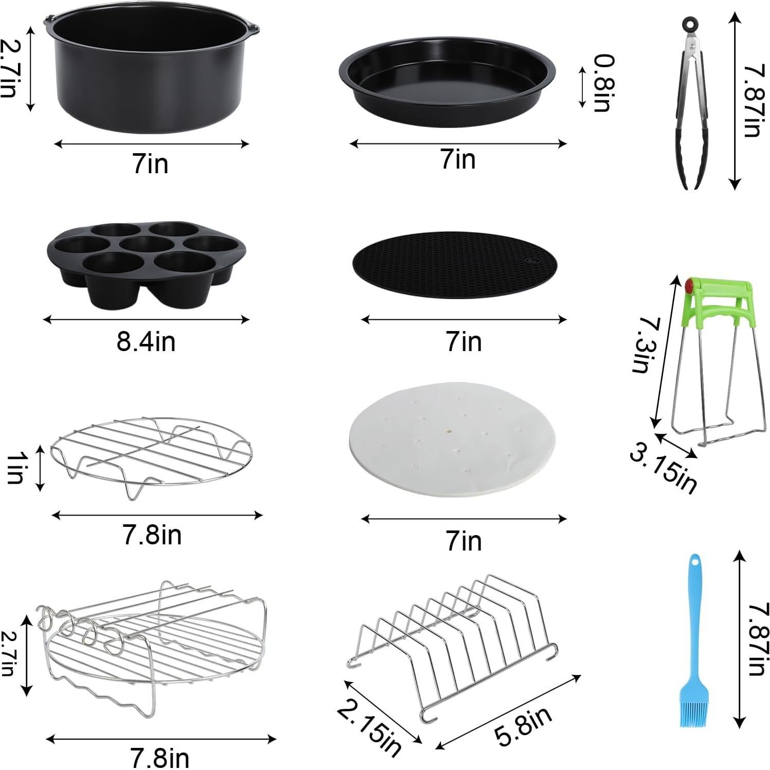 Kit de Accesorios para Freidora de Aire YuxingK 12 Piezas 4-6QT