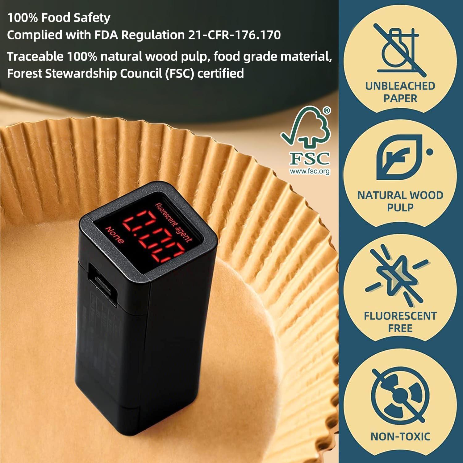 Forros de Papel para Freidora de Aire HONYAO 200 Pcs 20.6x14 cm