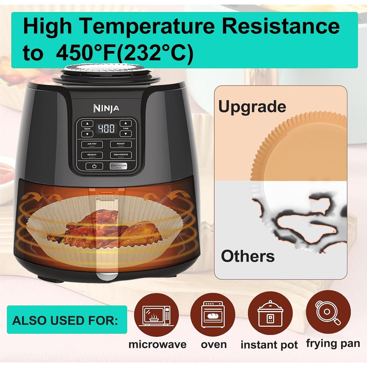 Forros Desechables para Freidora de Aire MUPORU 200 Pcs 20 cm