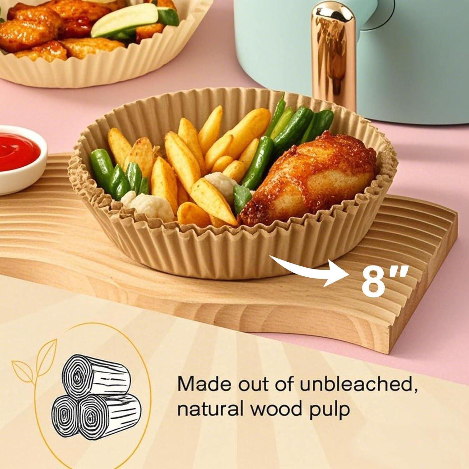 Forros Desechables para Freidora de Aire MUPORU 200 Pcs 20 cm