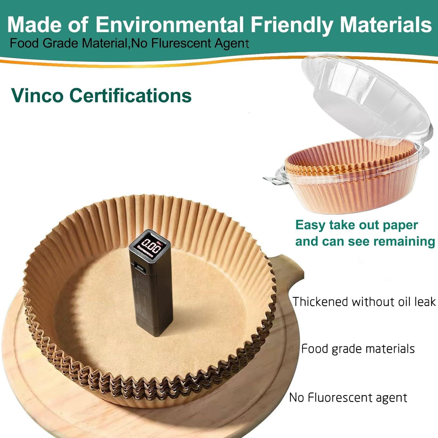 Forros Desechables para Freidora de Aire MUPORU 200 Pcs 20 cm