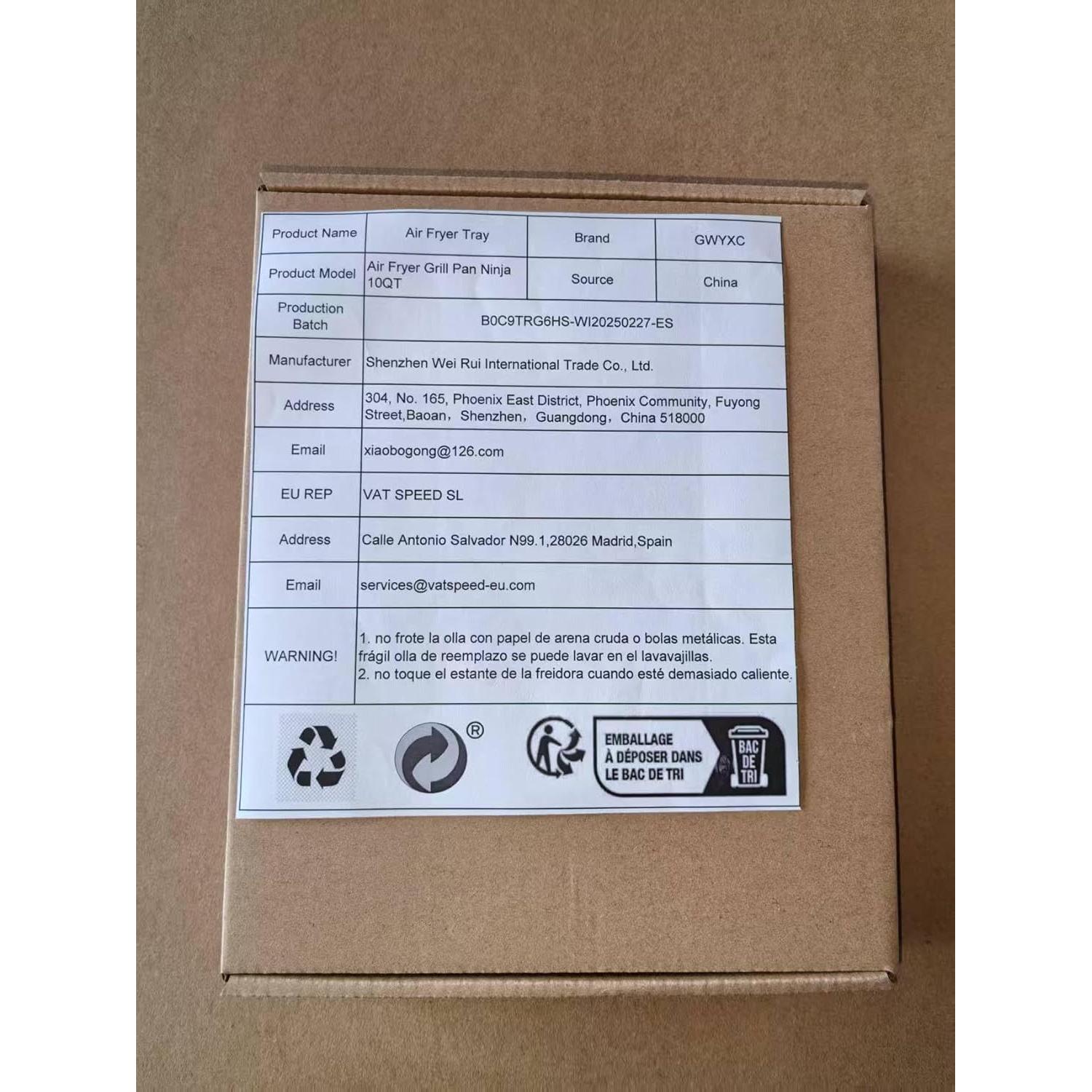 Sartén Crisper para Freidora de Aire Ninja Foodi 10QT 20.3x16 cm