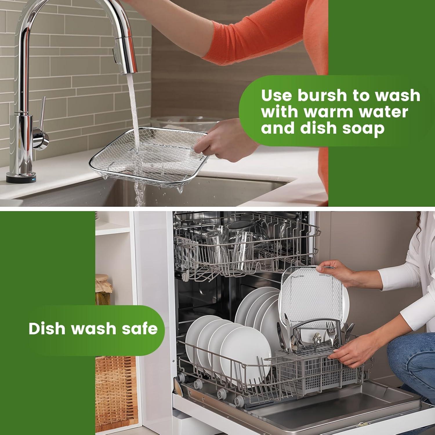 Rejilla Cuadrada Apilable de Acero Inoxidable 3pcs para Freidora de Aire 6-8 QT