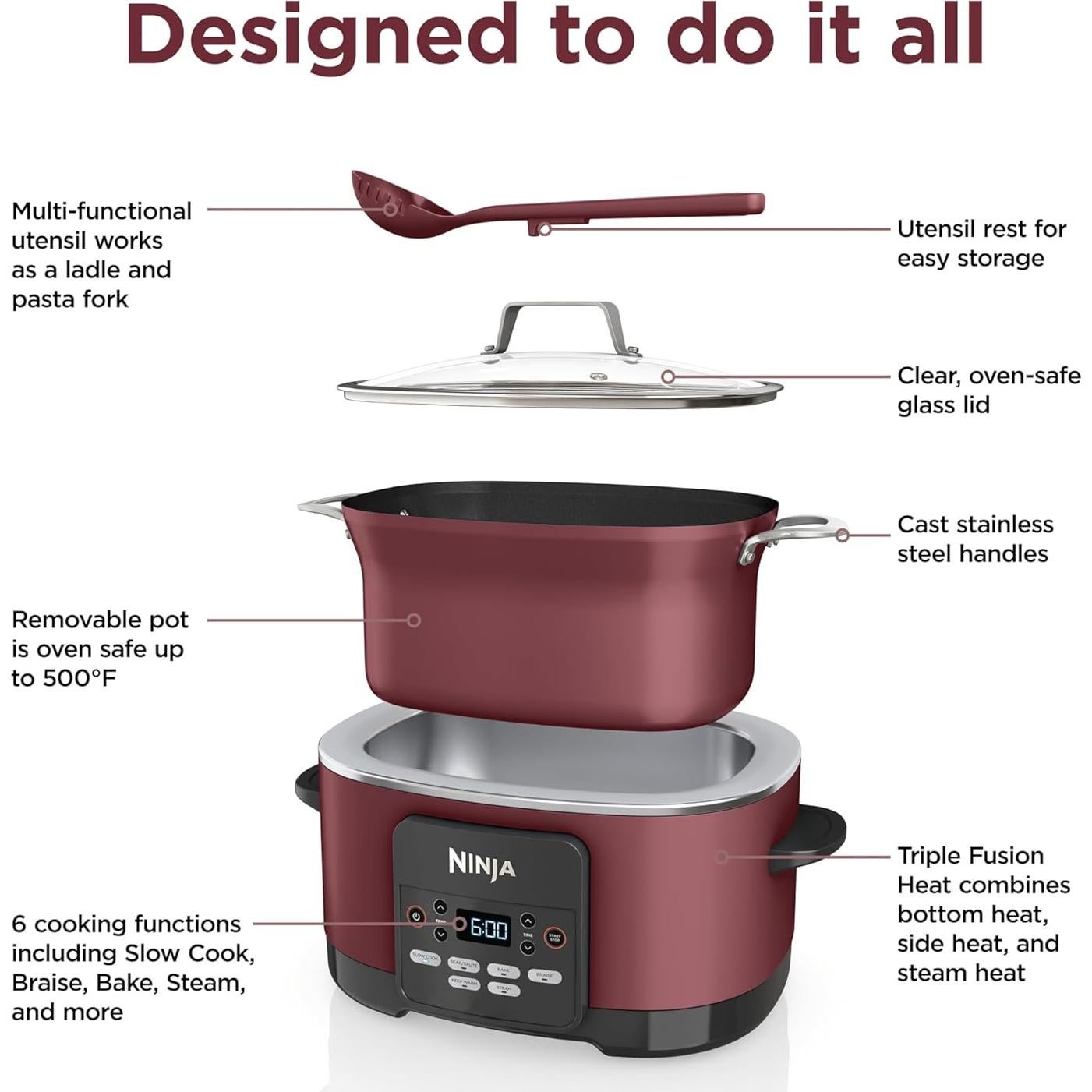 Olla Multicooker Ninja Foodi 8.5L 8 en 1 Cereza