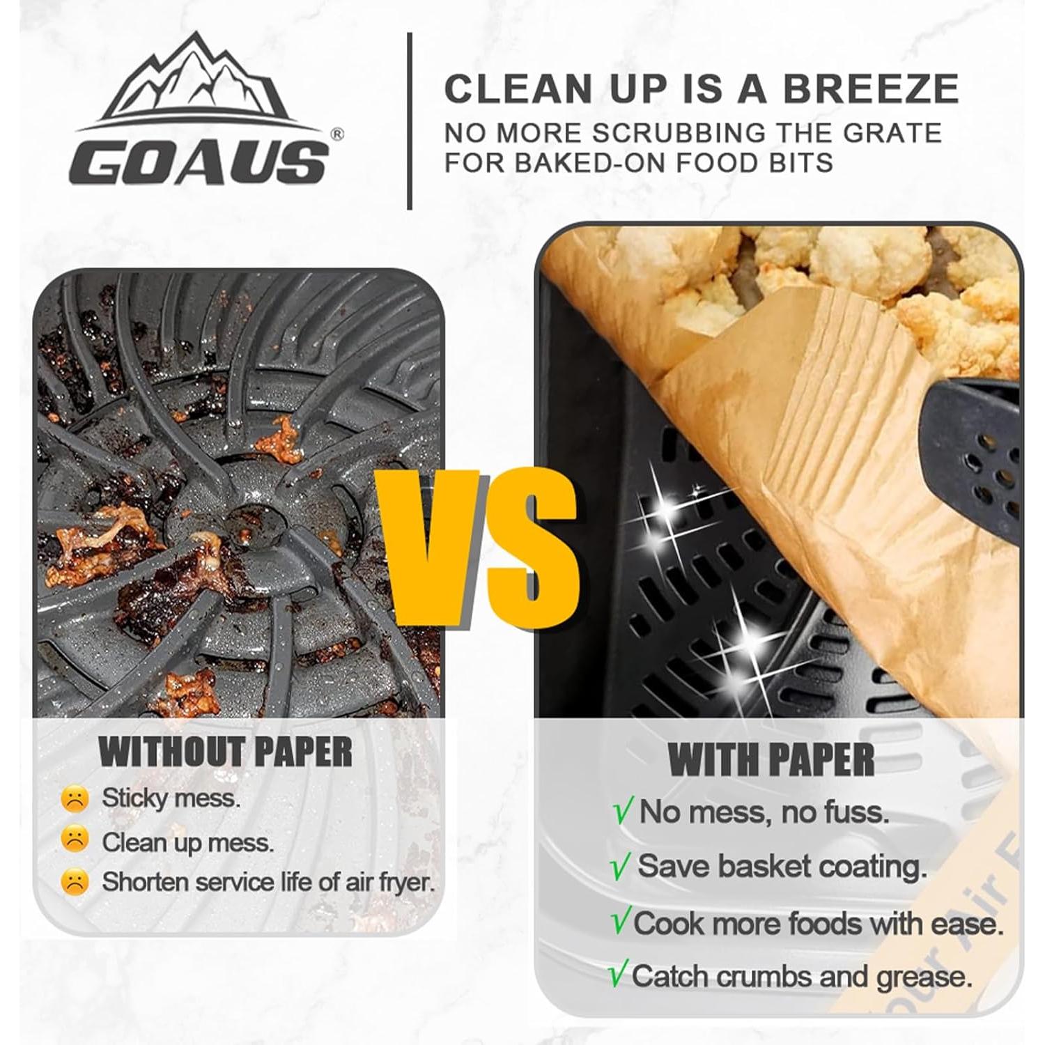 Forros de Papel Pergamino GOAUS 150 Pcs 11.5x6" para Freidora
