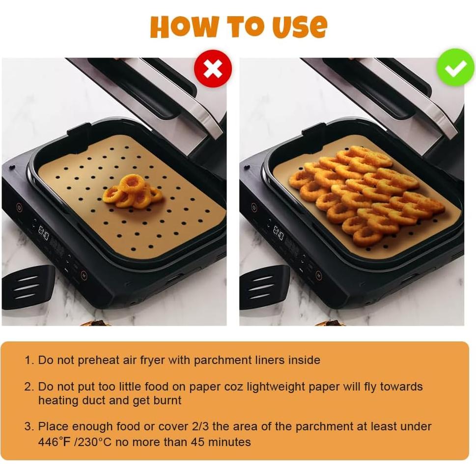 Forros desechables para freidora de aire DNSSY 150 piezas 29.5x19.3cm