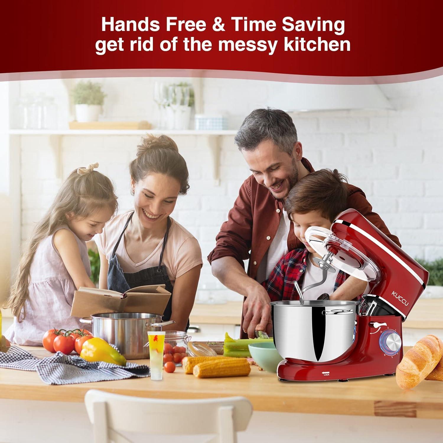 Batidora de Pie KUCCU 6.5L 660W 6 Velocidades Rojo