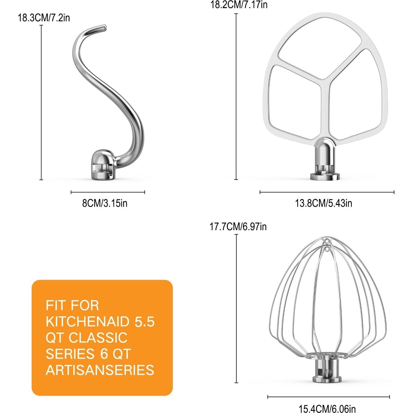 Accesorios de Mezclador KitchenAid 3 Piezas Acero Inoxidable 6QT