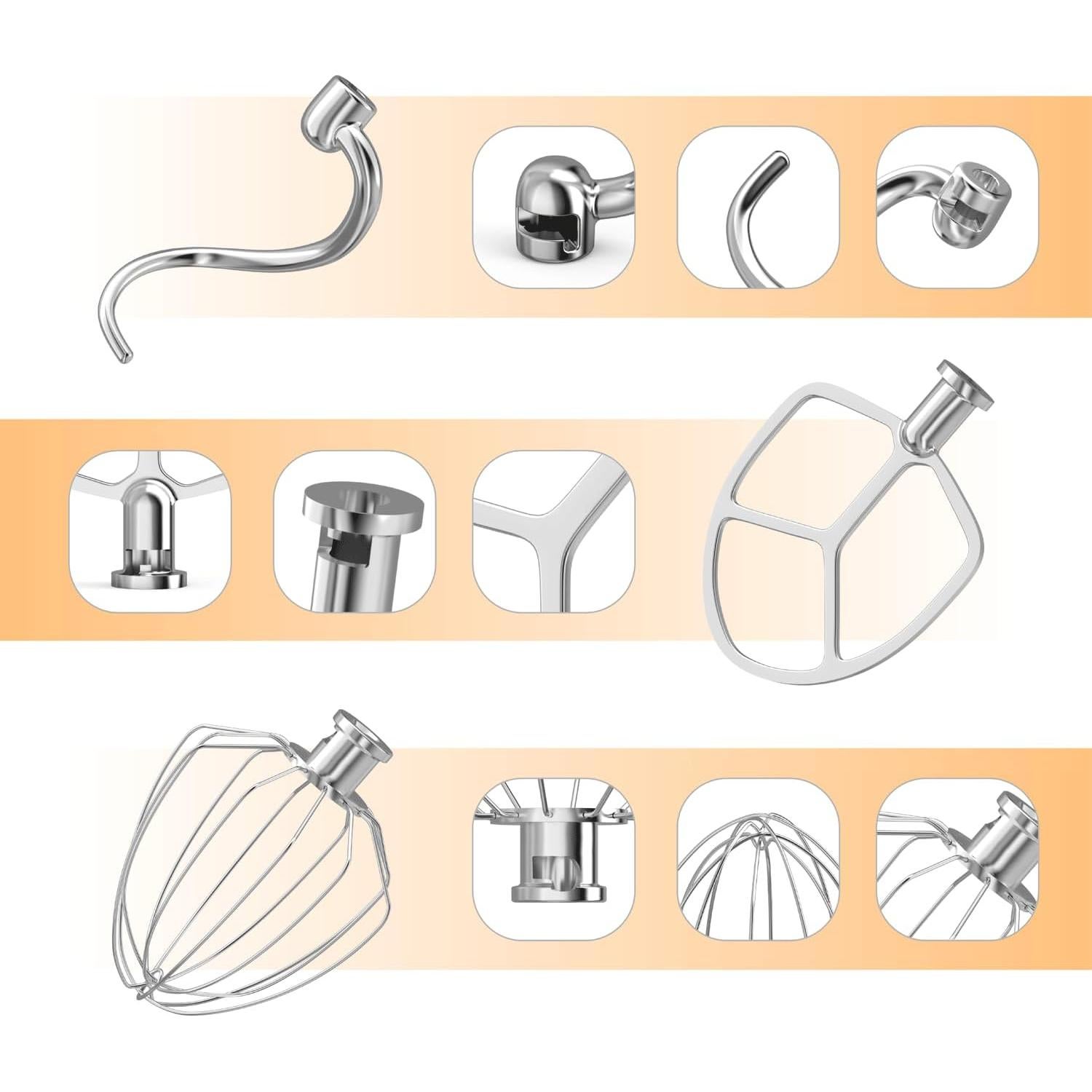 Accesorios de Mezclador KitchenAid 3 Piezas Acero Inoxidable 6QT