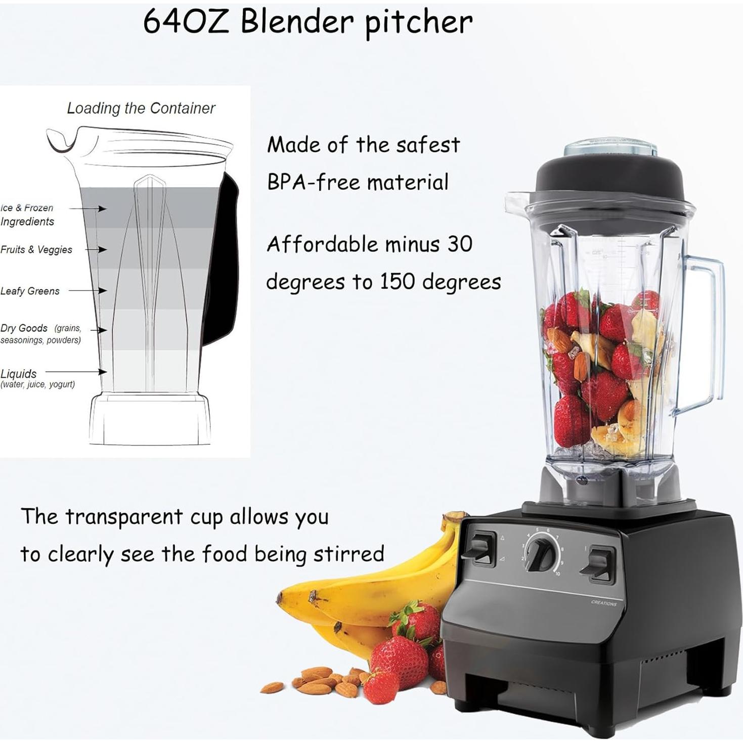 Jarra de licuadora Bxmgr 1.81L clara compatible Vitamix