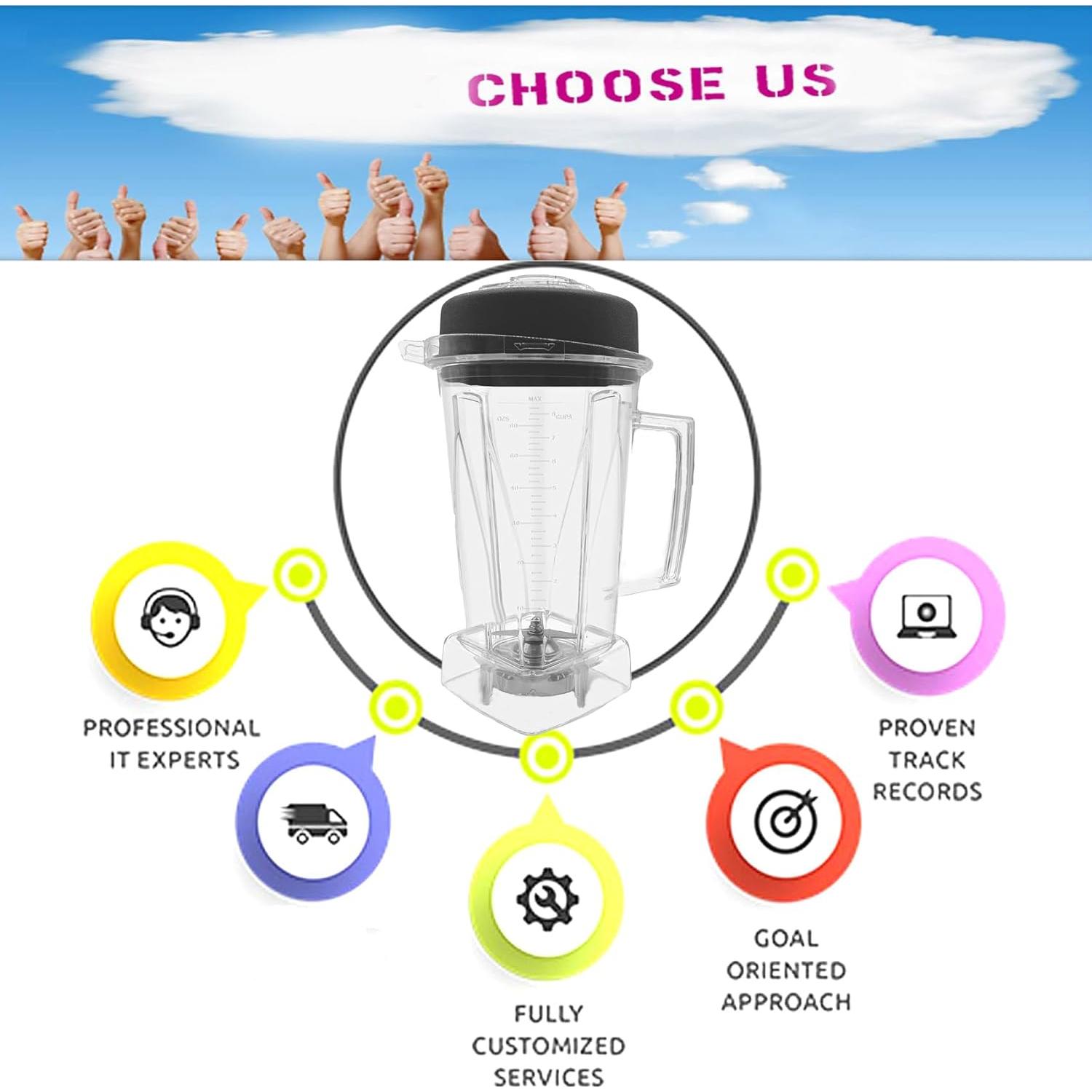 Jarra de licuadora Bxmgr 1.81L clara compatible Vitamix